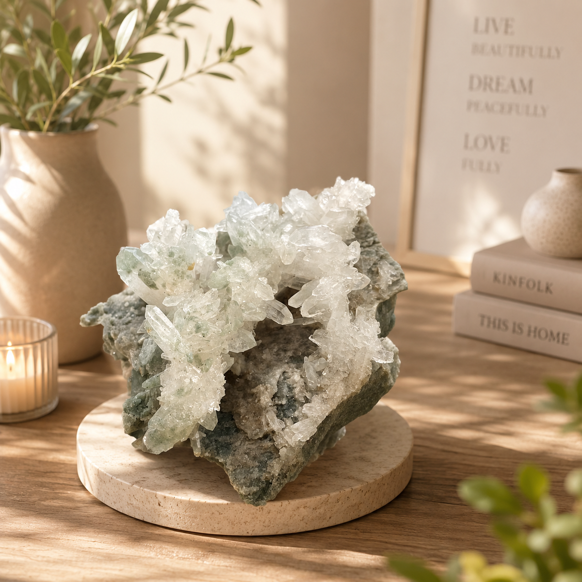 Himalayan Green Phantom Quartz Raw Cluster Natural Display Mineral