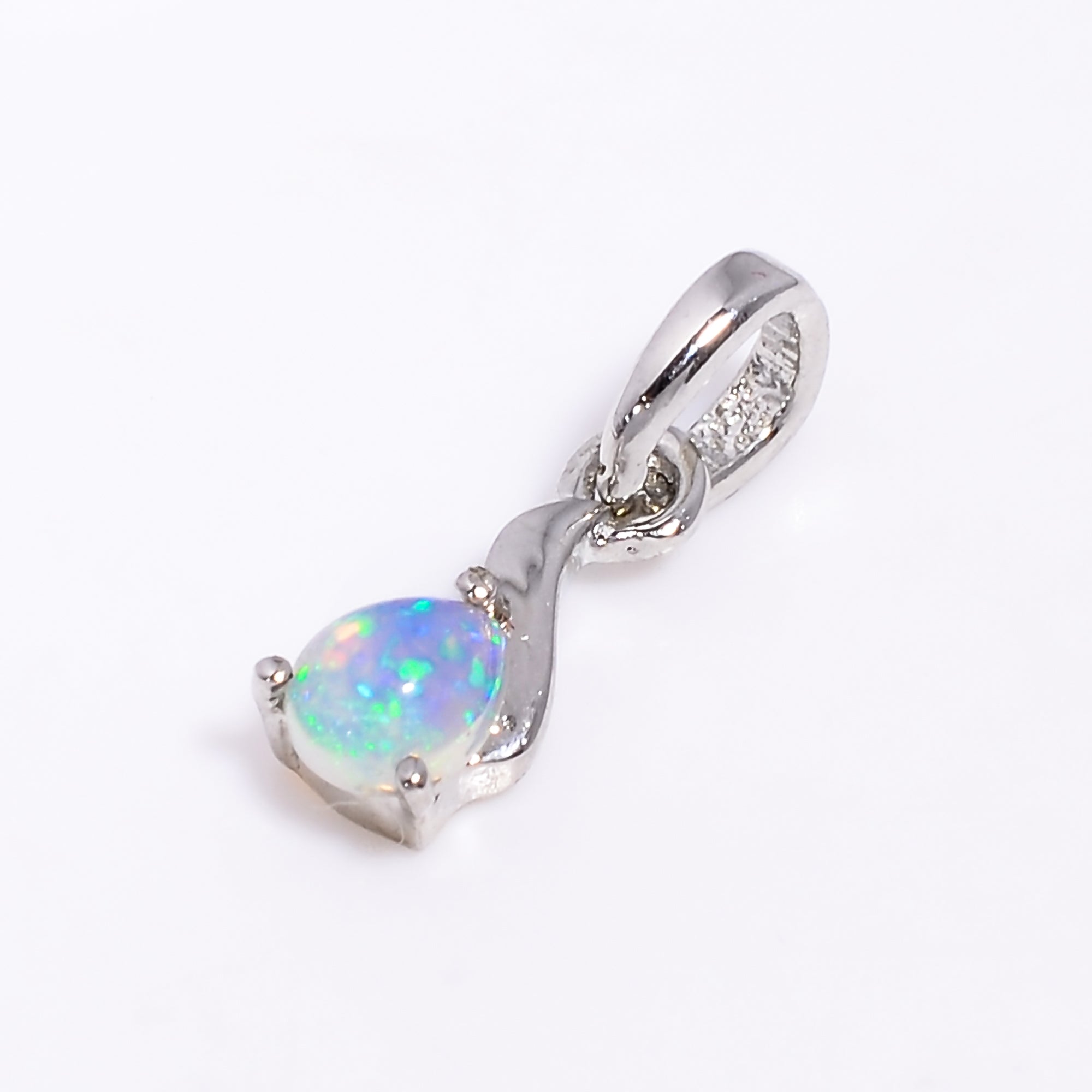 Celestial Opal Talisman 5x4mm Pear Cabochon Silver Amulet Pendant Lucky Gem Jewelry Handmade Gift