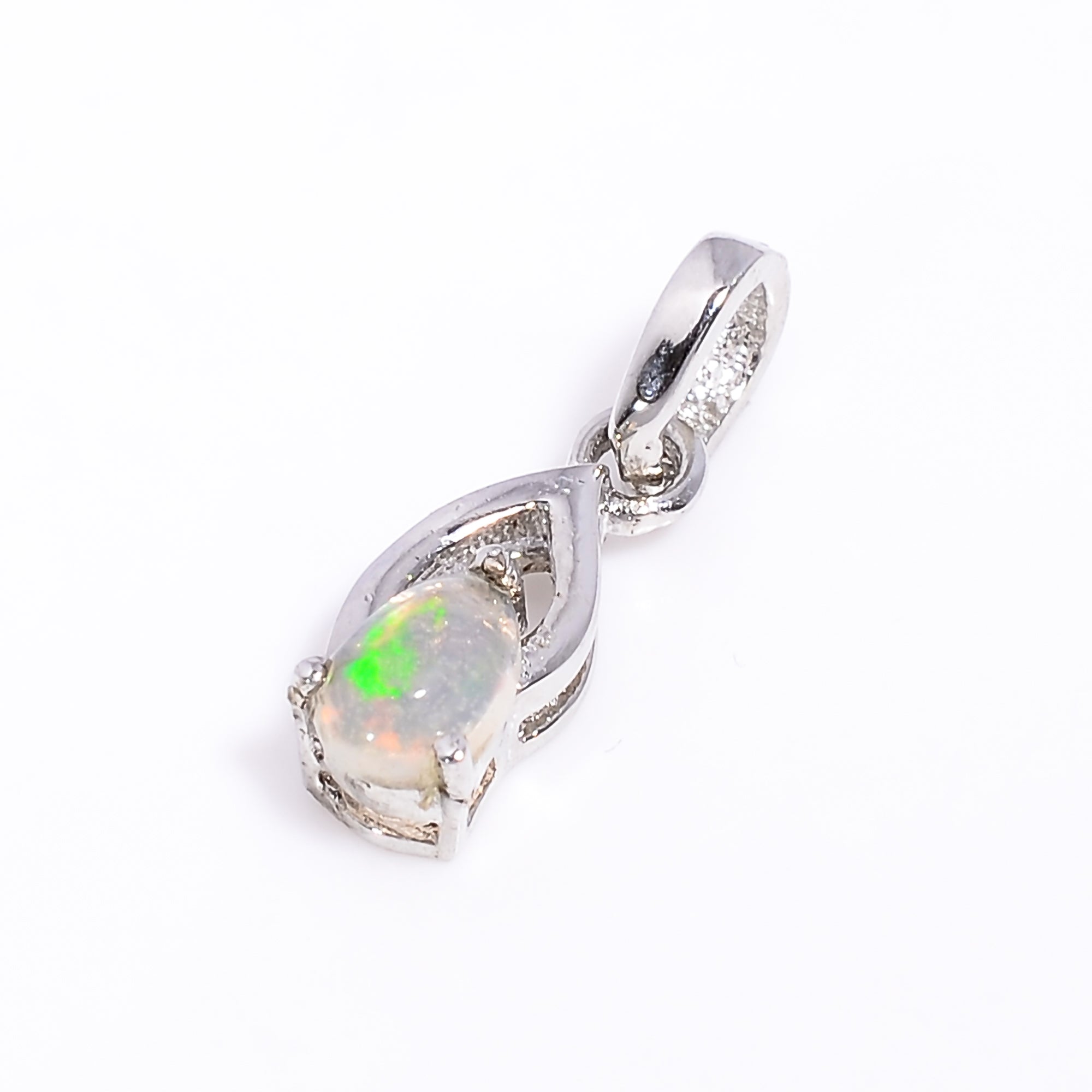 Sweetheart Opal Pendant 6x4mm Pear Cabochon 925 Sterling Silver Romantic Jewelry Anniversary Keepsake