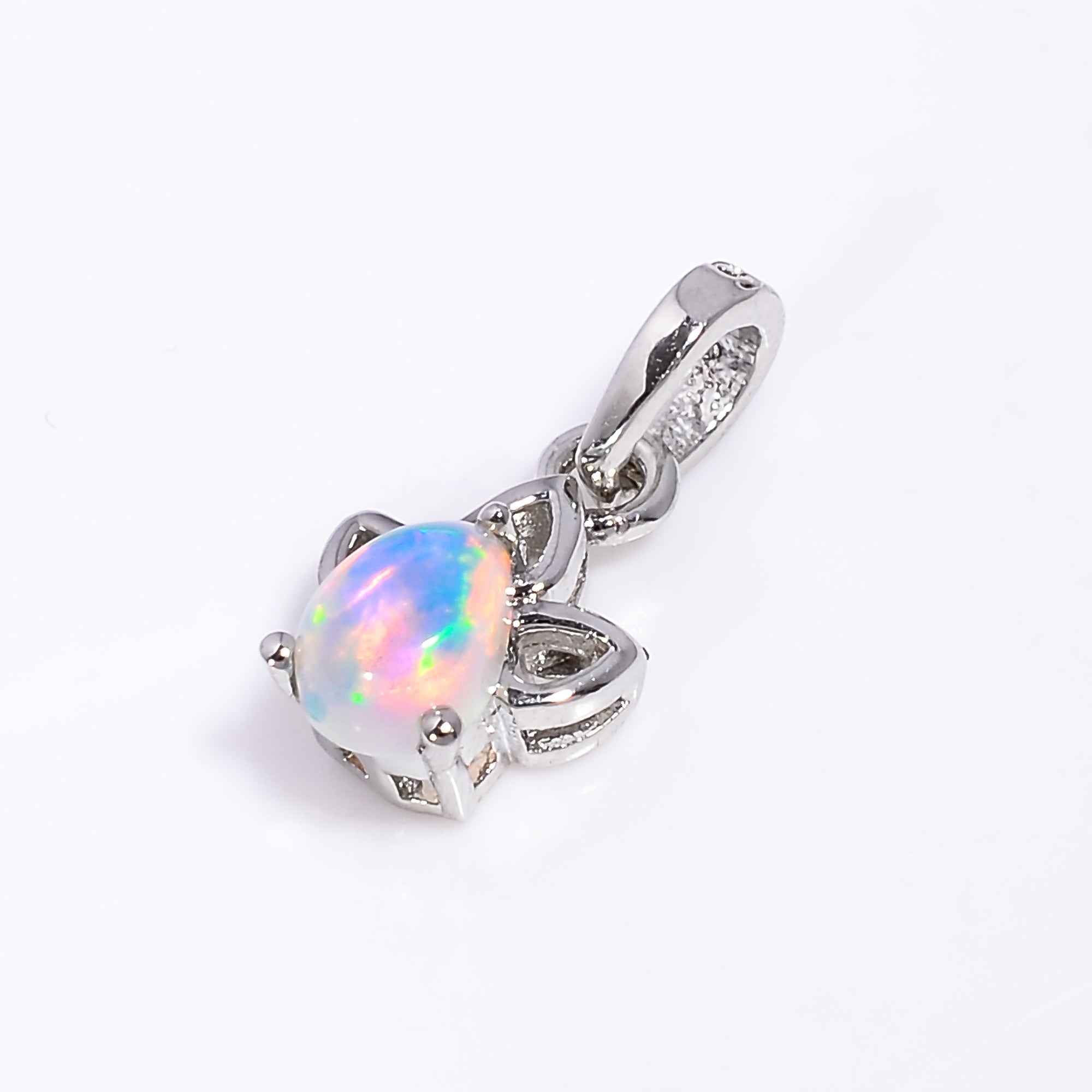 Opal Pendant 6x4mm Pear Cabochon 925 Sterling Silver Constellation Jewelry Charm