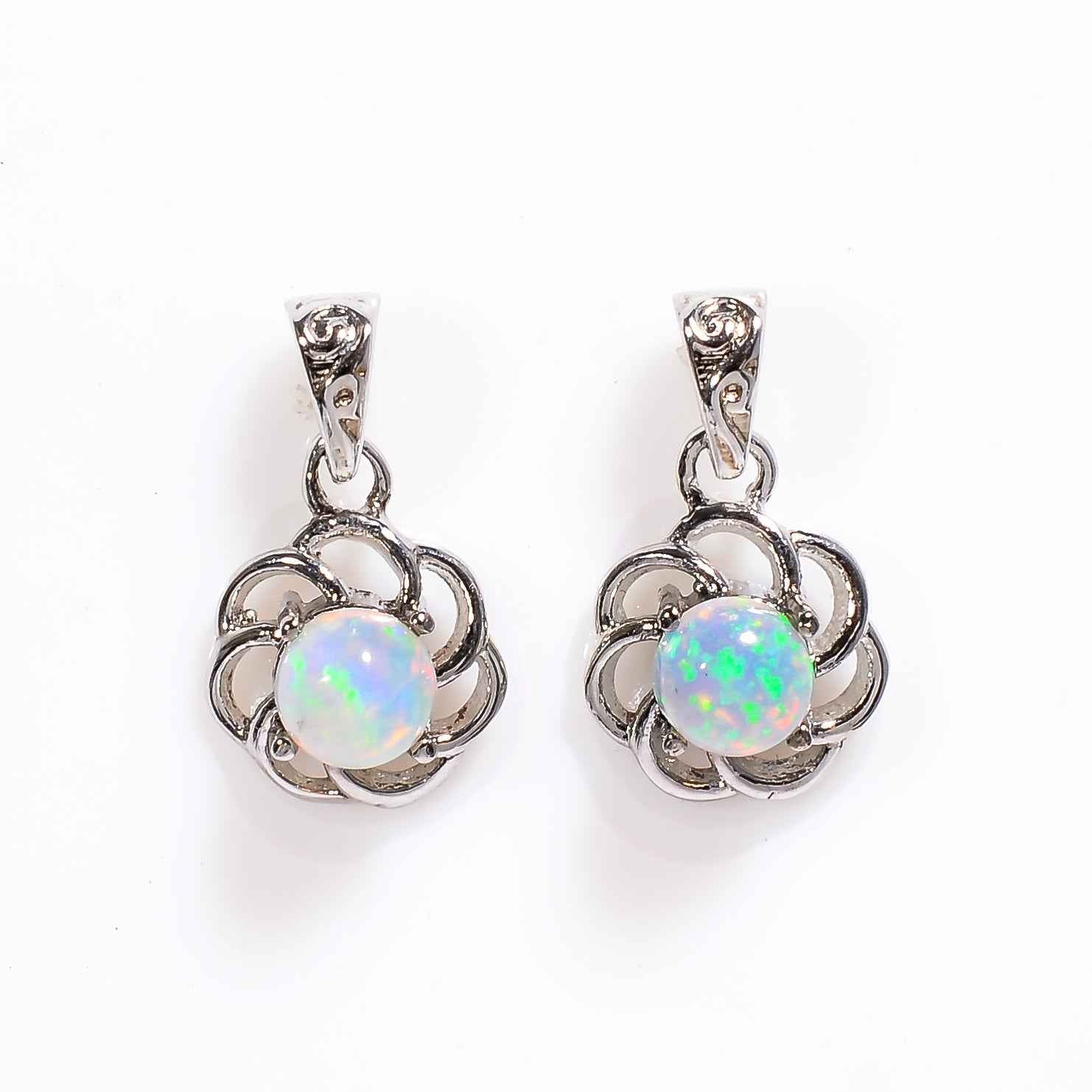 Round Opal Pendant Necklace 5mm Cabochon Gemstone 925 Sterling Silver Dainty Jewelry Gift for Her