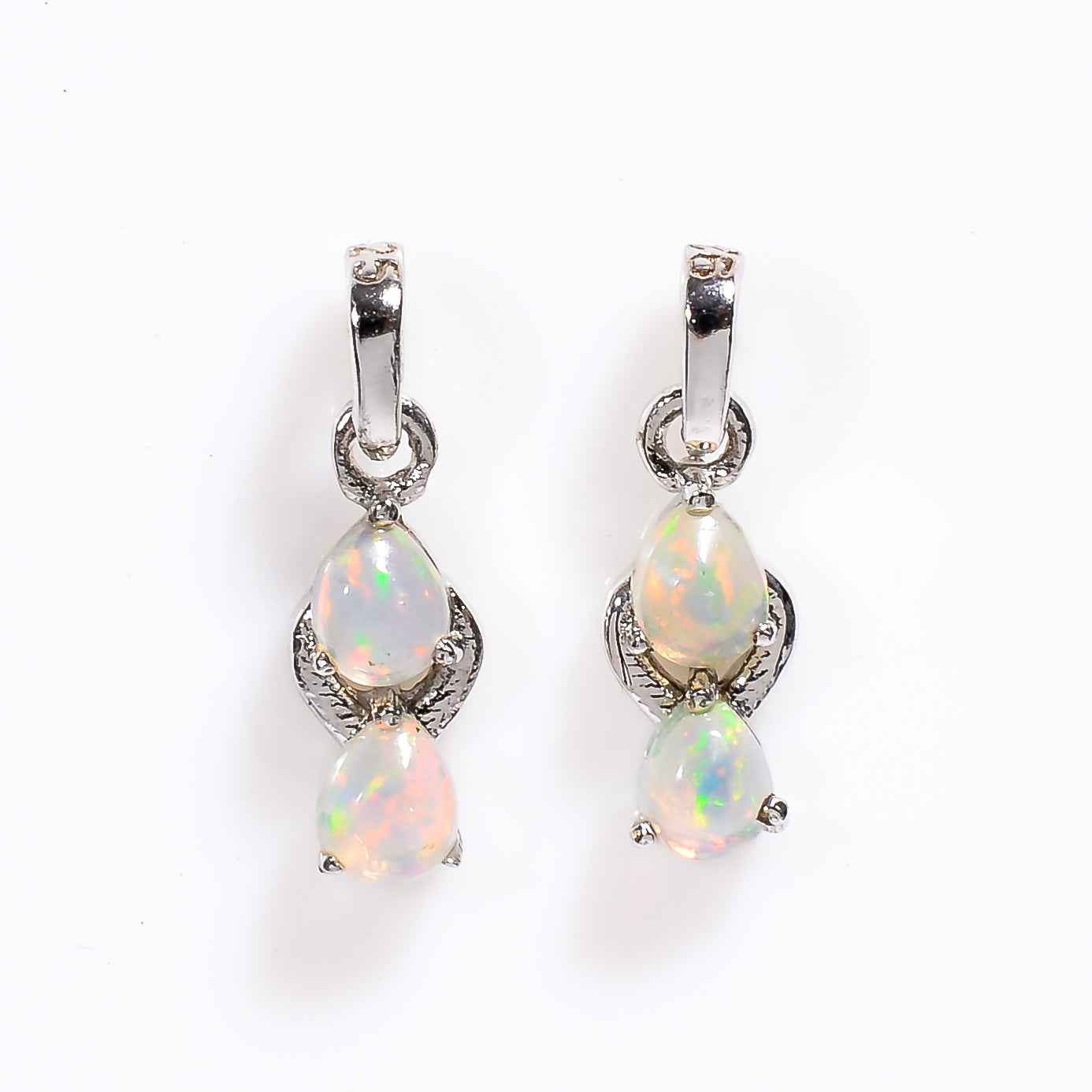 Fire Opal Necklace 5x4mm Pear Gemstone Pendant in 925 Sterling Silver Dainty Opal Jewelry