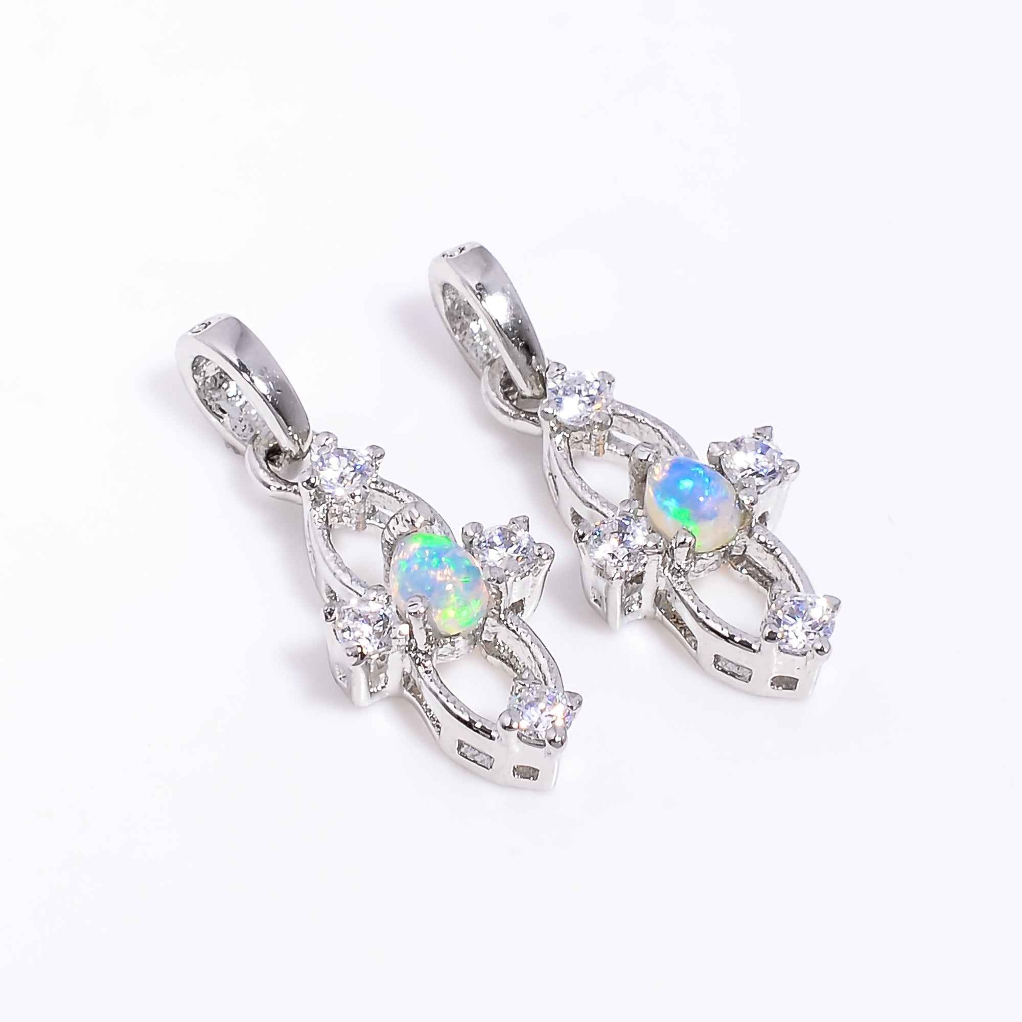 Ethiopian White Opal Pendant 3x4mm Pear Cabochon 925 Sterling Silver Delicate Gemstone Necklace