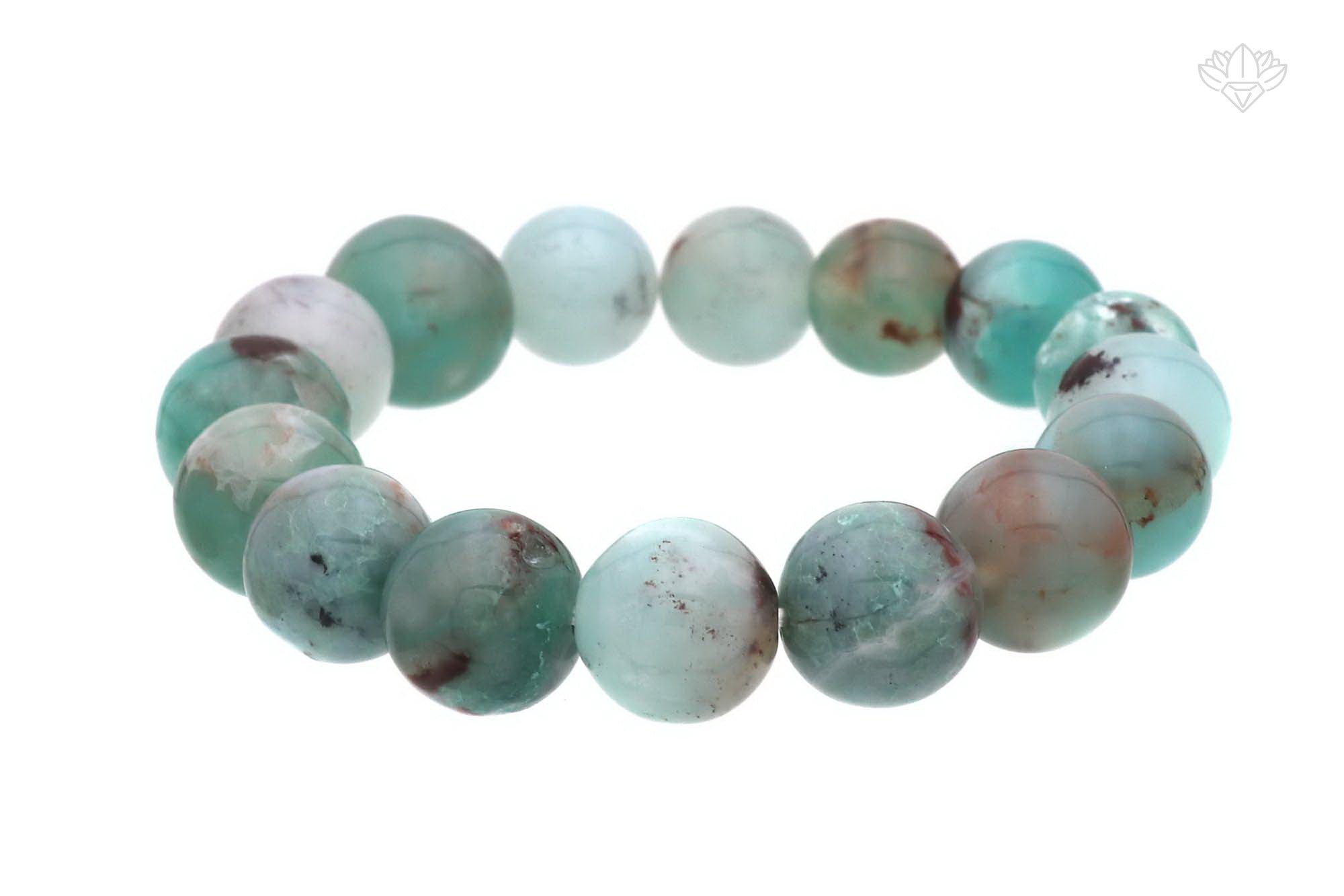 Statement Aqua Chalcedony Bracelet Large Natural Round Gemstone Beads Handmade 210 Ct