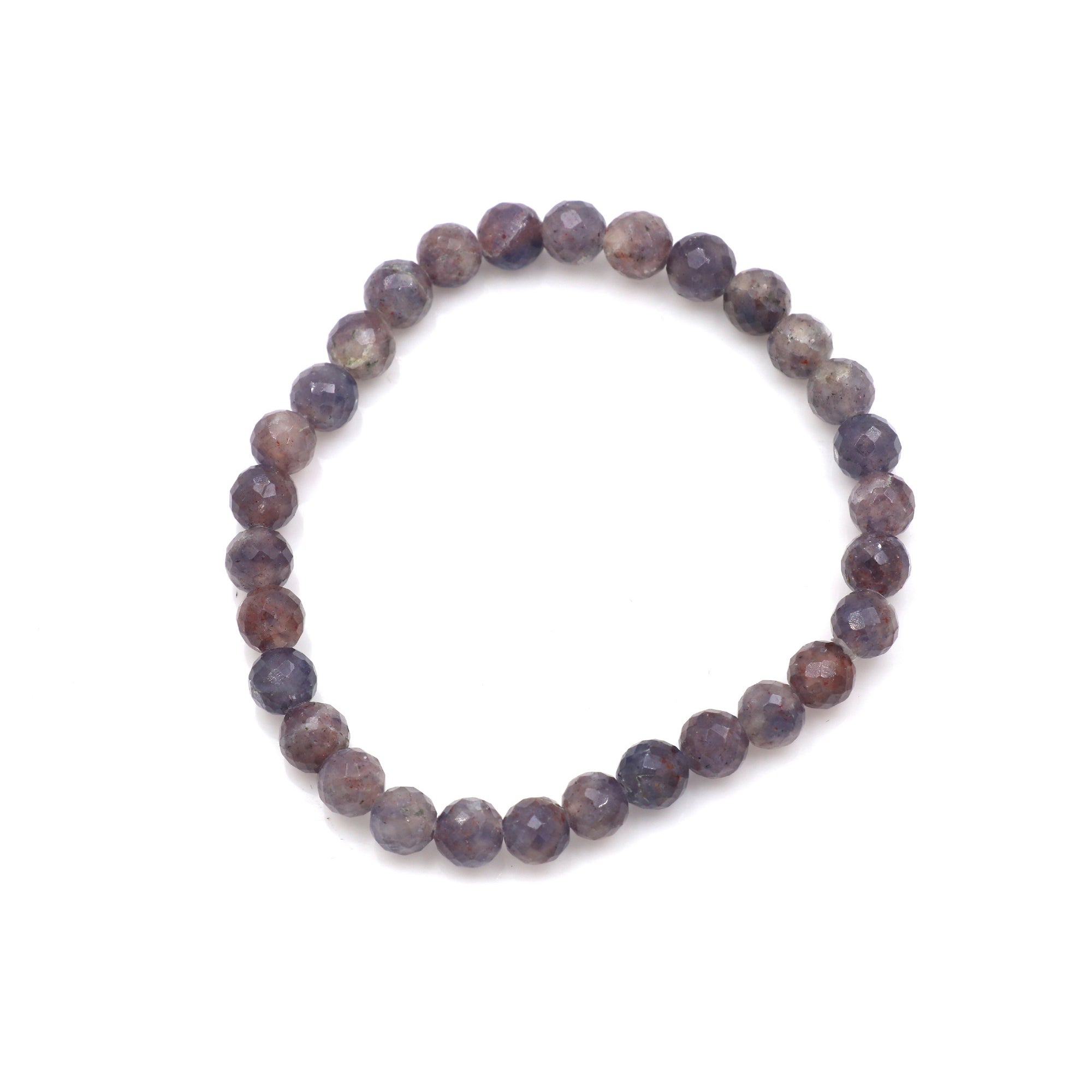 Bloodshot Iolite Faceted Round Bead Bracelet Natural Gemstone Jewelry 59 Ct