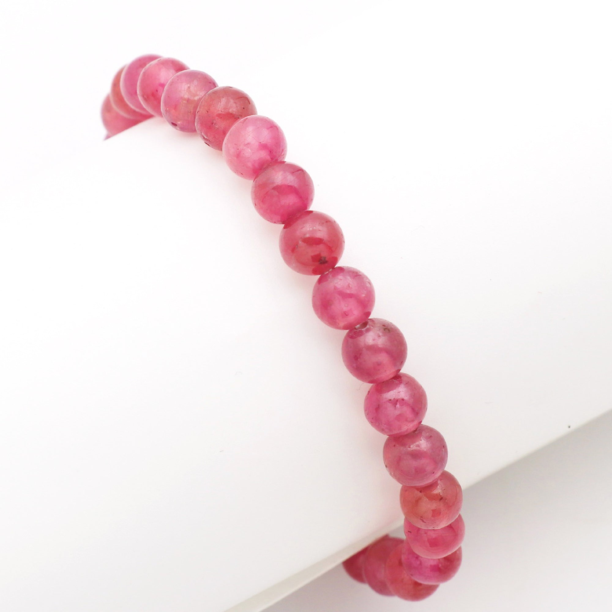 Natural Pink Sapphire Bracelet Round Plain Gemstone Beads Handmade 102 Ct