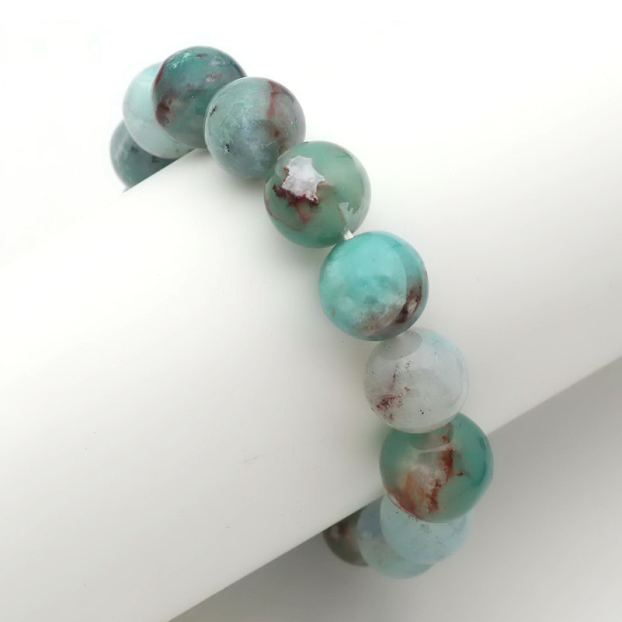 Statement Aqua Chalcedony Bracelet Large Natural Round Gemstone Beads Handmade 210 Ct