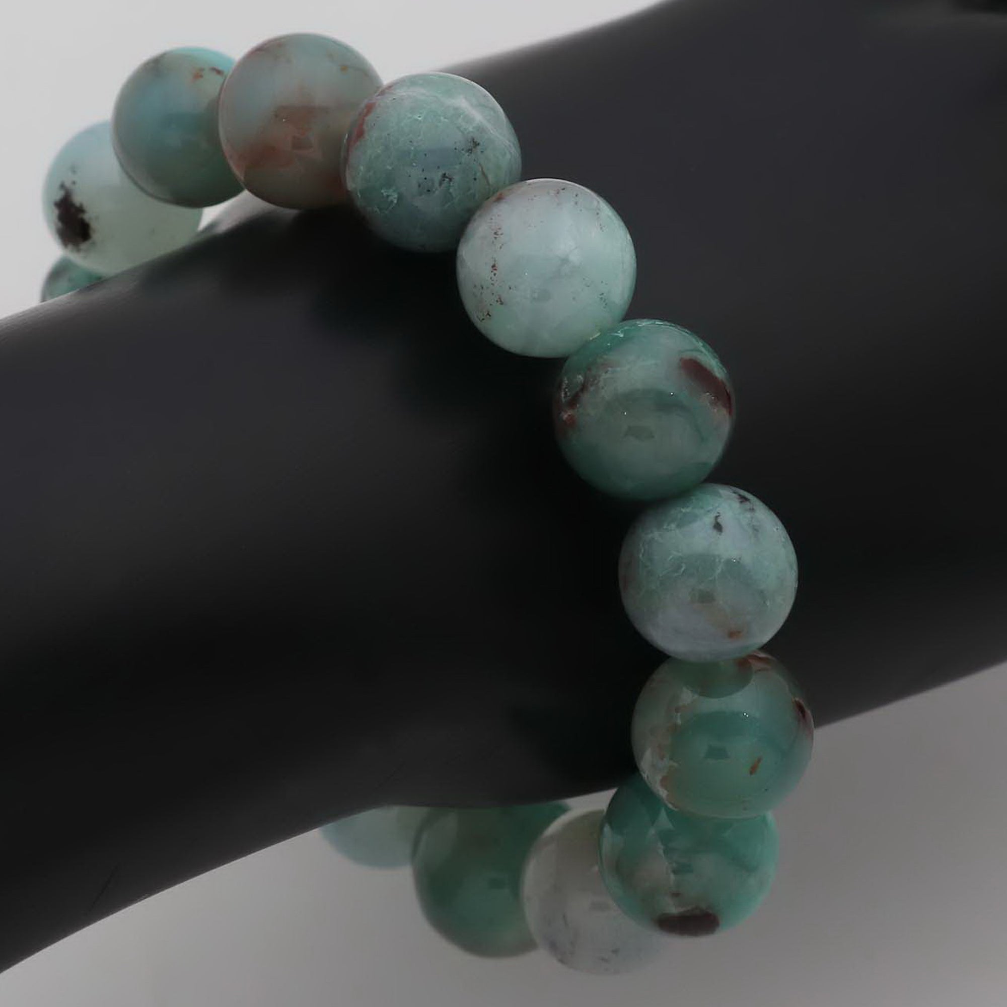 Statement Aqua Chalcedony Bracelet Large Natural Round Gemstone Beads Handmade 210 Ct
