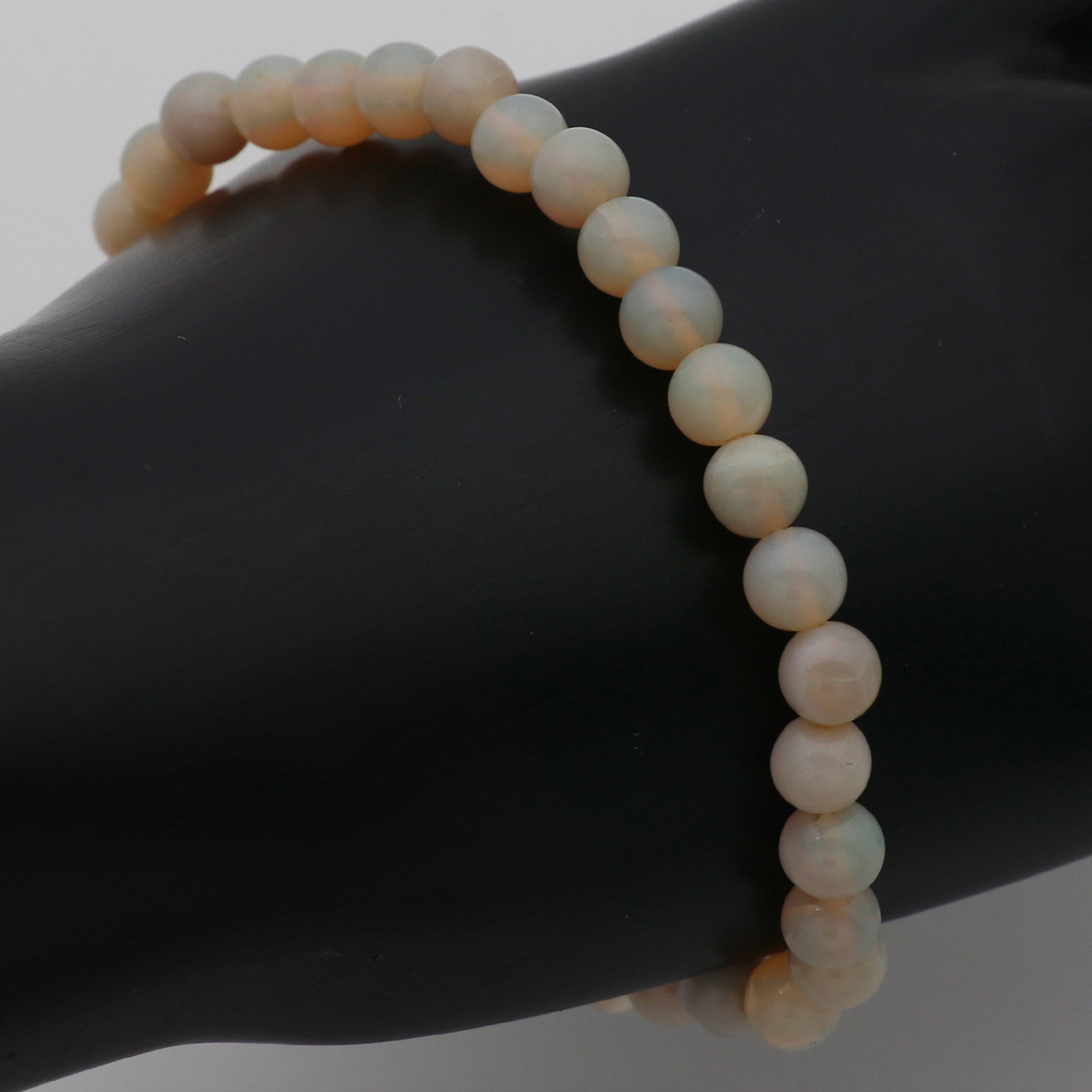 Petite Australian Opal Bracelet Natural Round Beads Handmade Jewelry 40 Ct
