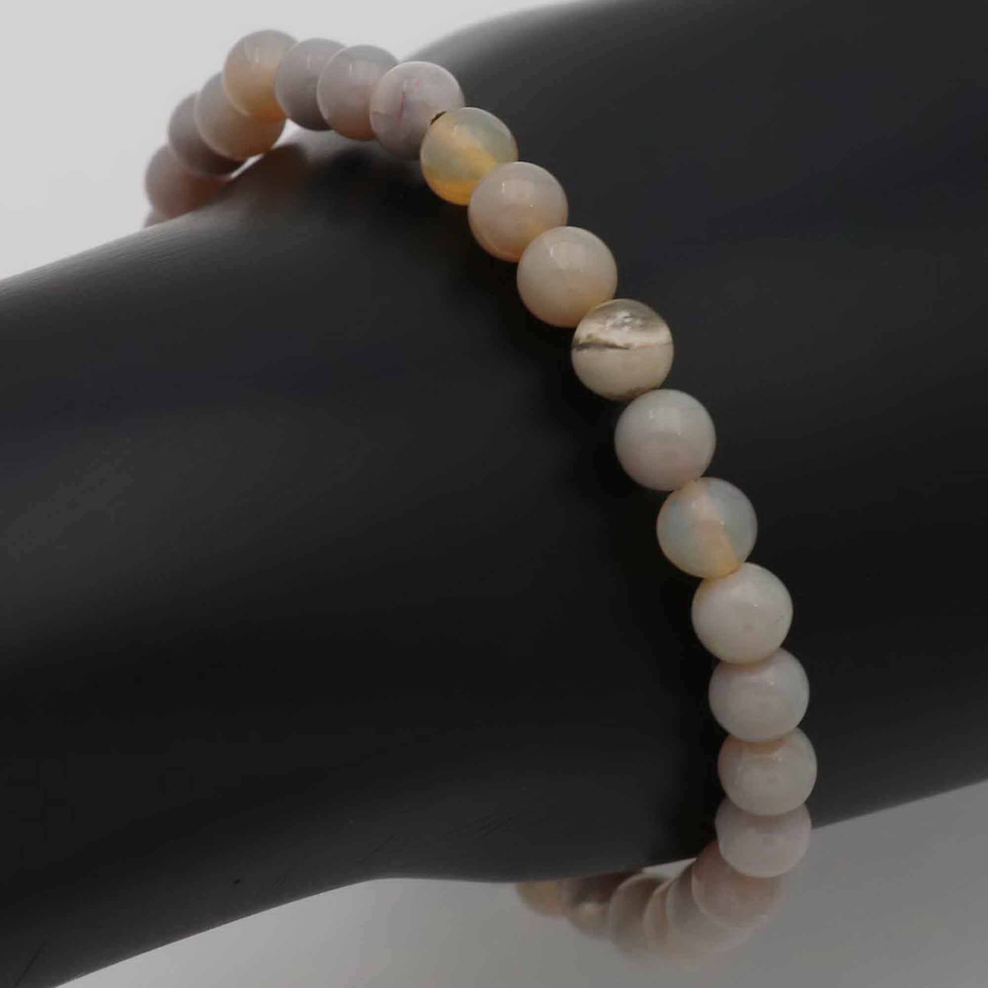 Australian Opal 6mm Bead Bracelet 41 Ct Natural Round Handmade Gemstone Jewelry
