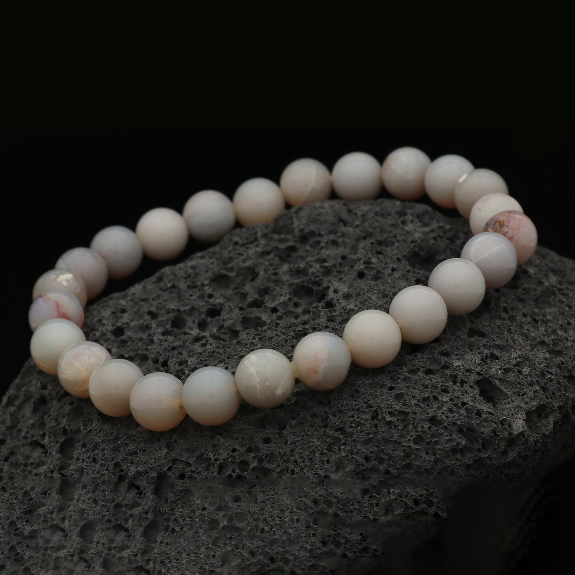 Natural Australian Opal 8mm Bracelet 70 Ct Polished Round Bead Gemstone Jewelry