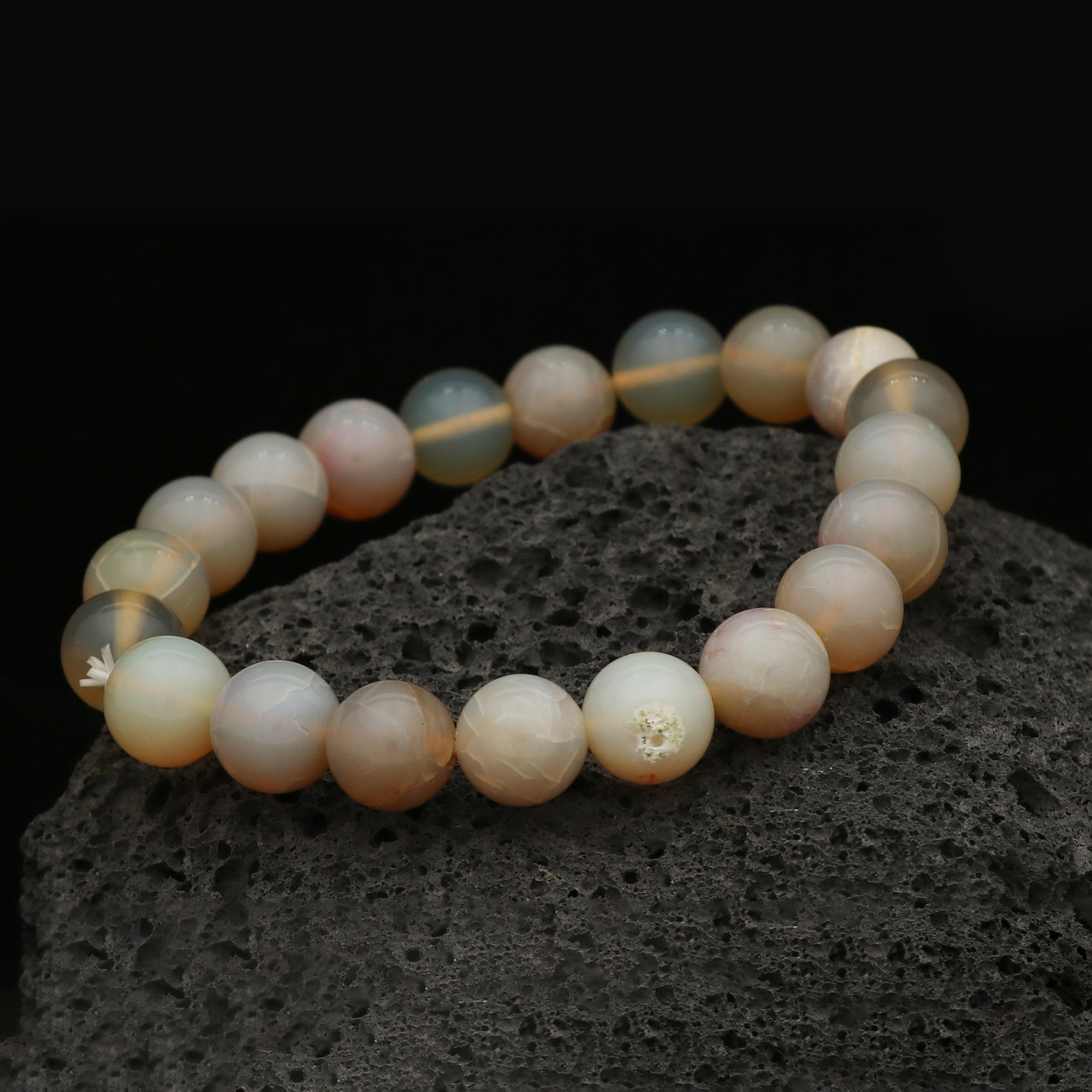 Classic Australian Opal Bracelet Polished Round Gem Beads Handcrafted 102 Ct