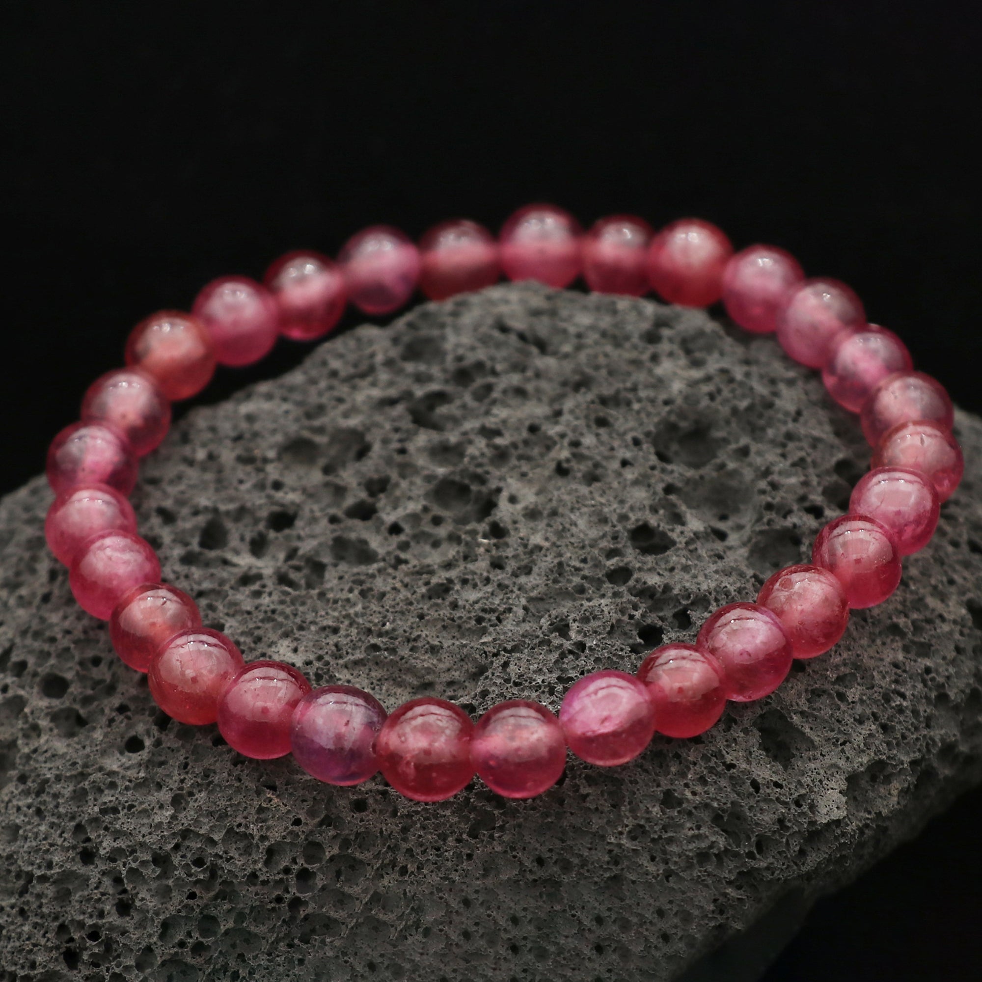 Natural Pink Sapphire Bracelet Round Plain Gemstone Beads Handmade 102 Ct