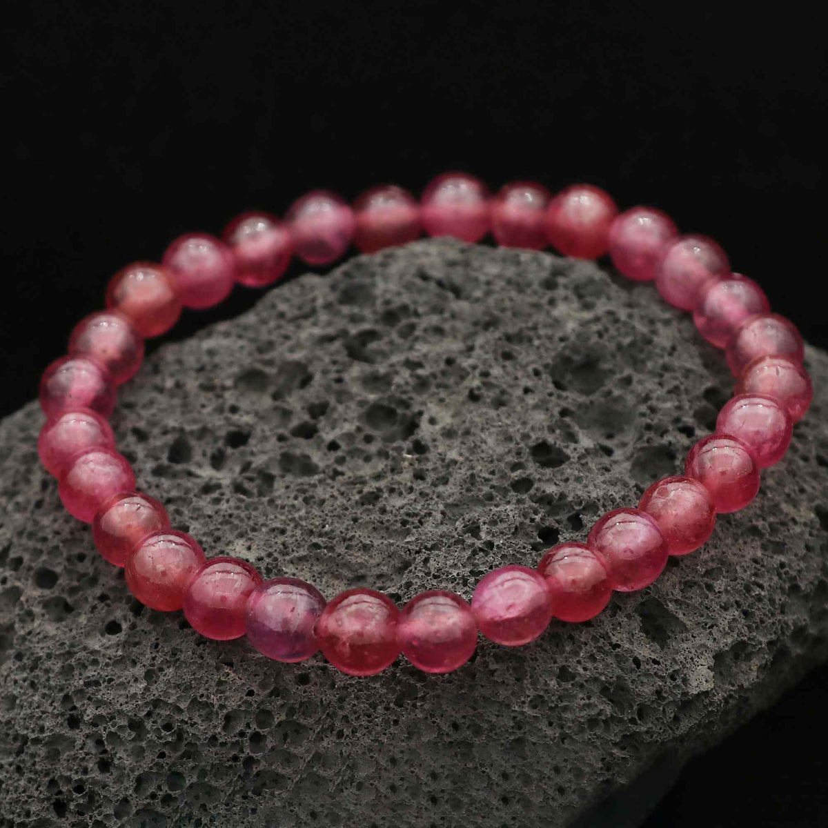 Natural Pink Sapphire Handmade Beaded Bracelet Elastic Band Healing Gemstone Jewelry 102 Ct