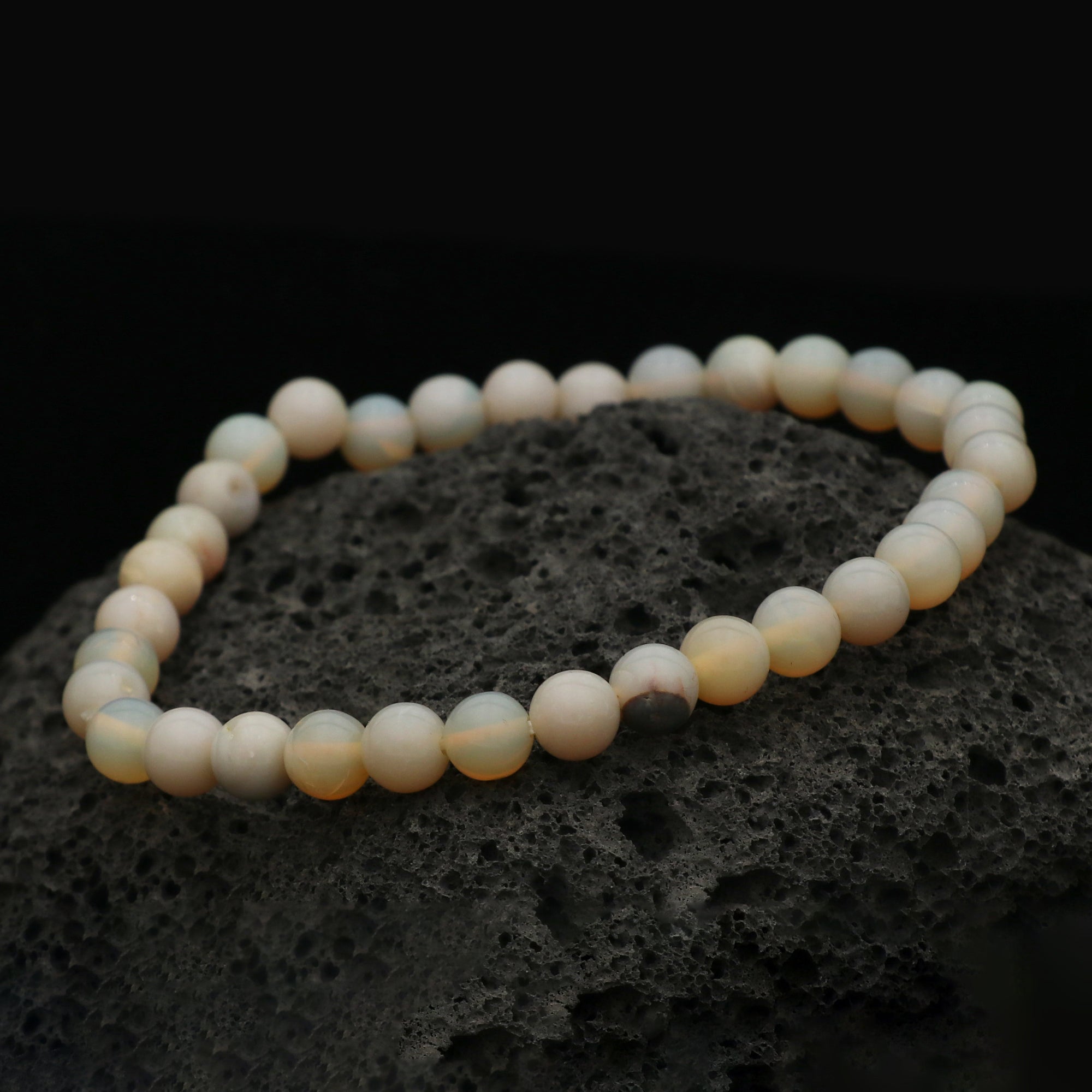 Petite Australian Opal Bracelet Natural Round Beads Handmade Jewelry 40 Ct