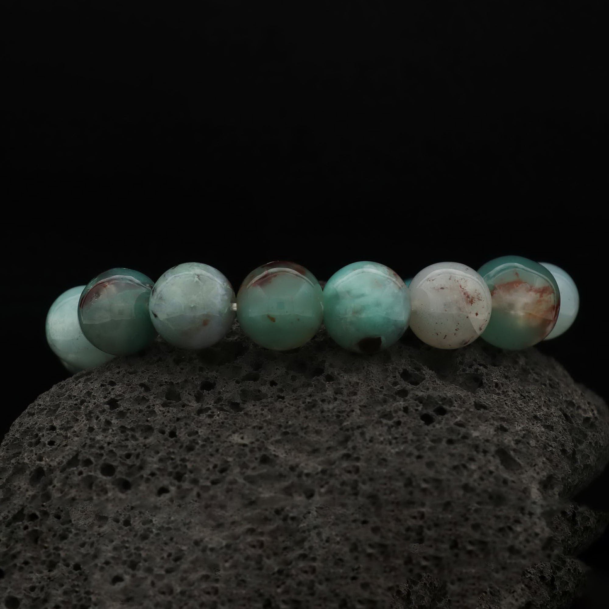 Statement Aqua Chalcedony Bracelet Large Natural Round Gemstone Beads Handmade 210 Ct