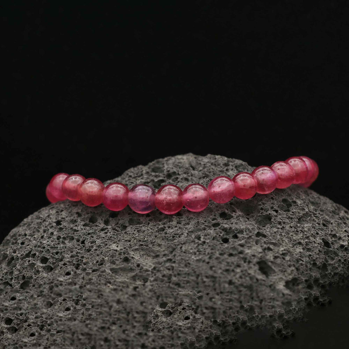 Natural Pink Sapphire Handmade Beaded Bracelet Elastic Band Healing Gemstone Jewelry 102 Ct