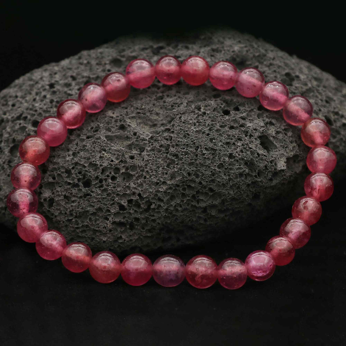 Natural Pink Sapphire Handmade Beaded Bracelet Elastic Band Healing Gemstone Jewelry 102 Ct