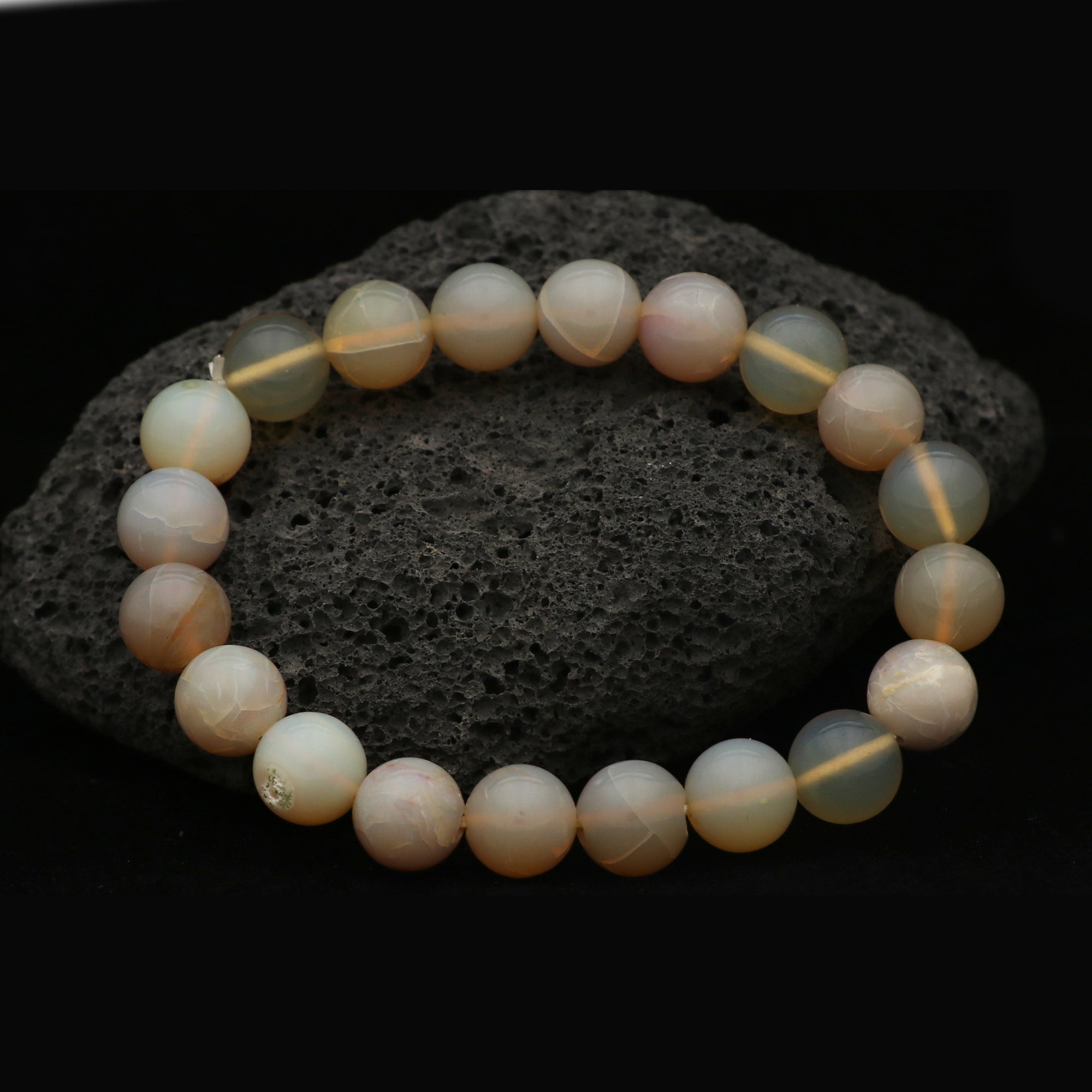 Classic Australian Opal Bracelet Polished Round Gem Beads Handcrafted 102 Ct