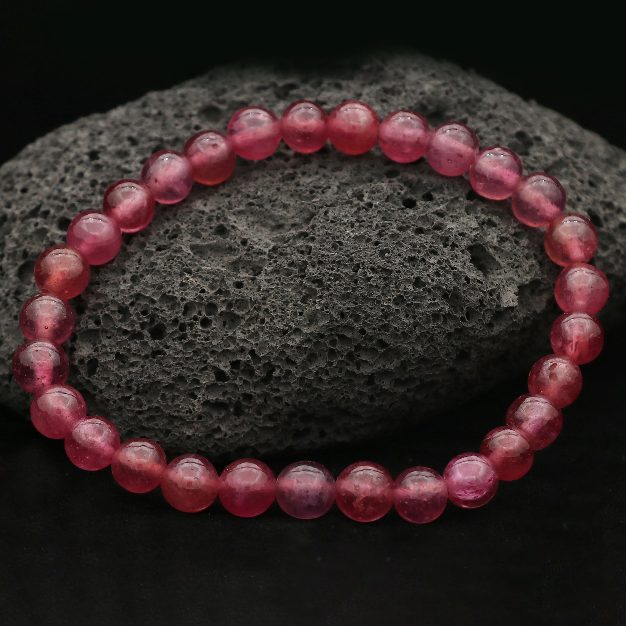 Natural Pink Sapphire Bracelet Round Plain Gemstone Beads Handmade 102 Ct