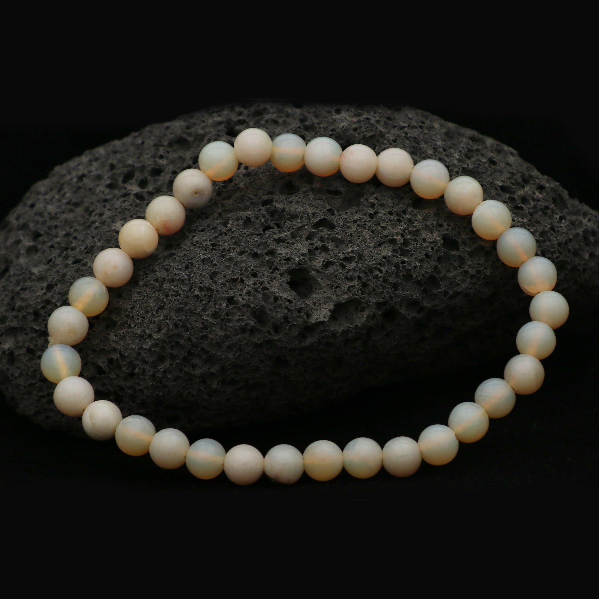 Petite Australian Opal Bracelet Natural Round Beads Handmade Jewelry 40 Ct