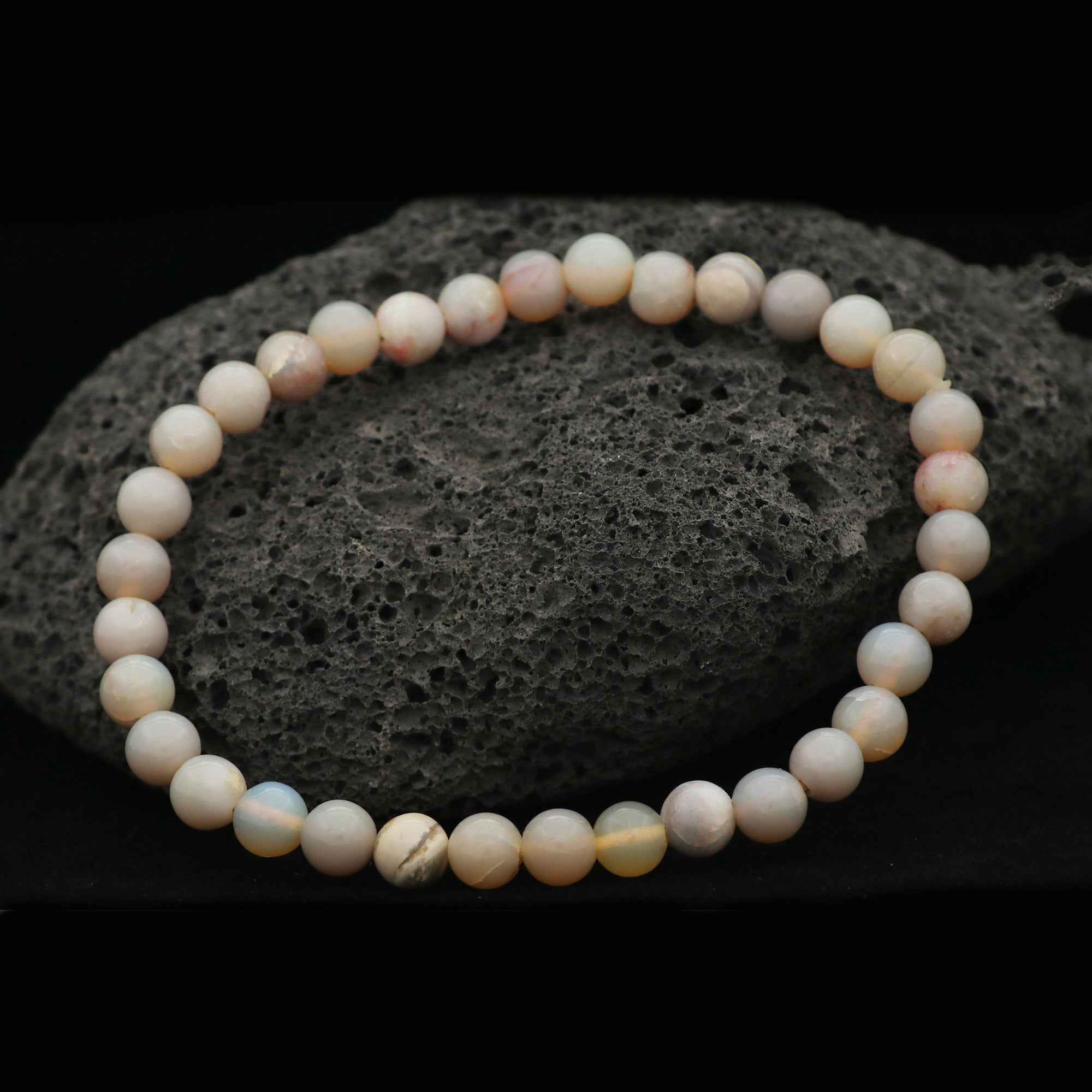 Australian Opal 6mm Bead Bracelet 41 Ct Natural Round Handmade Gemstone Jewelry
