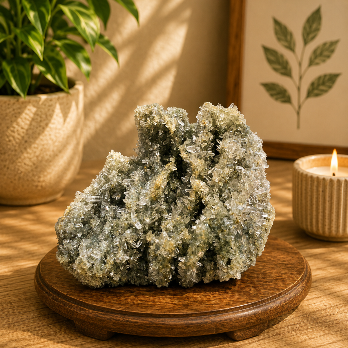 475g Natural Himalayan Green Chlorite Quartz Cluster Display Mineral