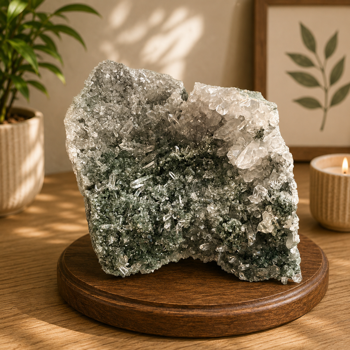 Green Chlorite Quartz Cluster 845g Natural Himalayan Collector Specimen