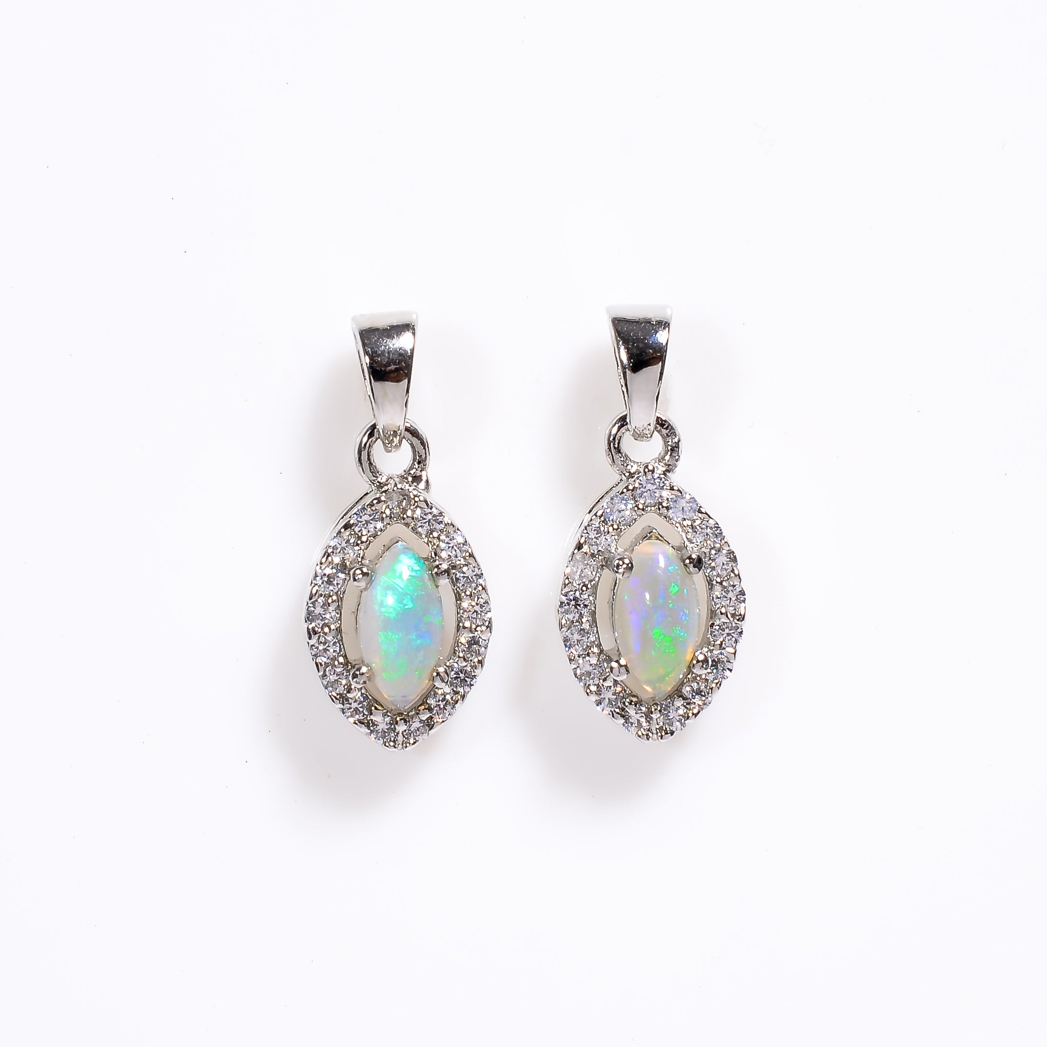 Opal Feather Pendant 4x8mm Marquise Cabochon 925 Silver Nature Inspired Bohemian Fashion Accessory