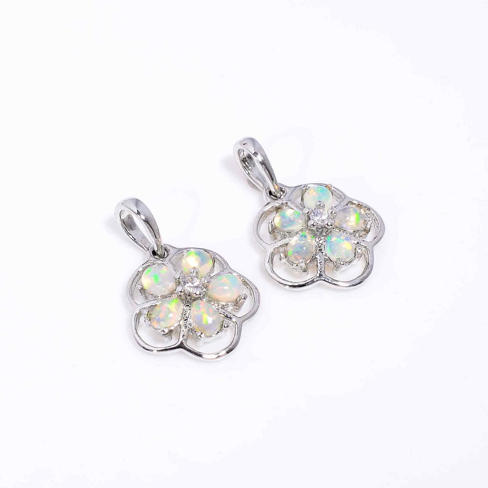 Opal Pendant 3x4mm Pear Cabochon 925 Silver Petite Charm Modern Minimal Fashion Accessory