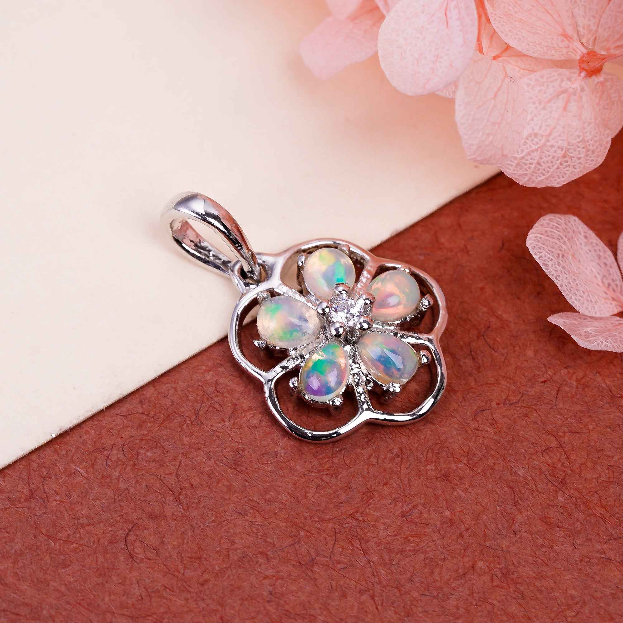 Opal Pendant 3x4mm Pear Cabochon 925 Silver Petite Charm Modern Minimal Fashion Accessory