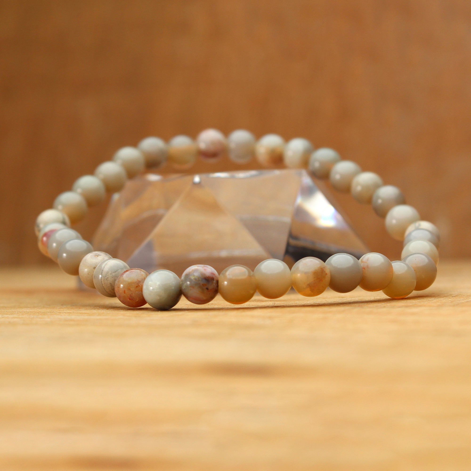 Australian Opal Slim Bracelet Petite Round Gemstone Beads Handmade 40 Ct