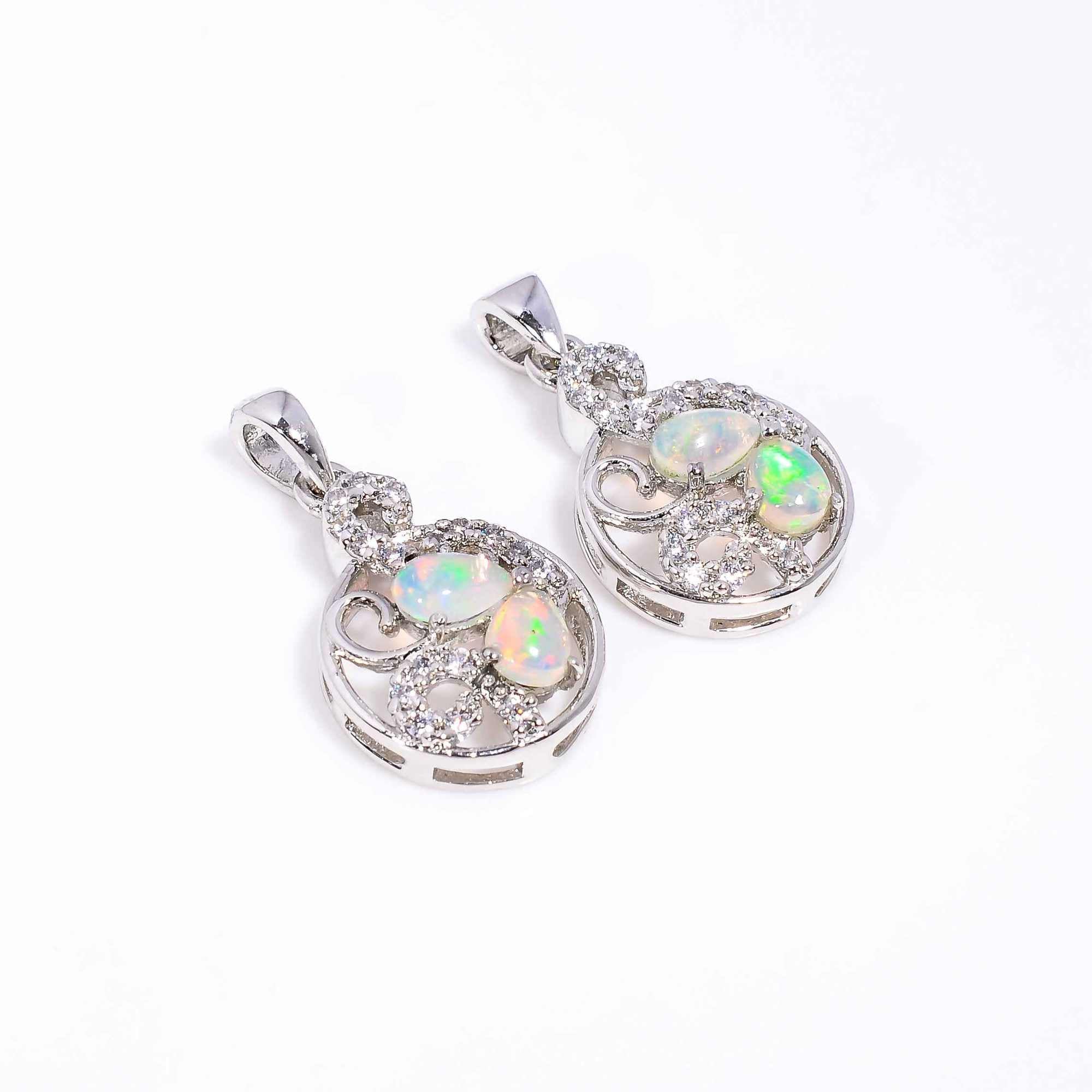 Opal Pendant 6x4mm Pear Cabochon 925 Silver Aurora Collection Celestial Inspired Fashion Accessory