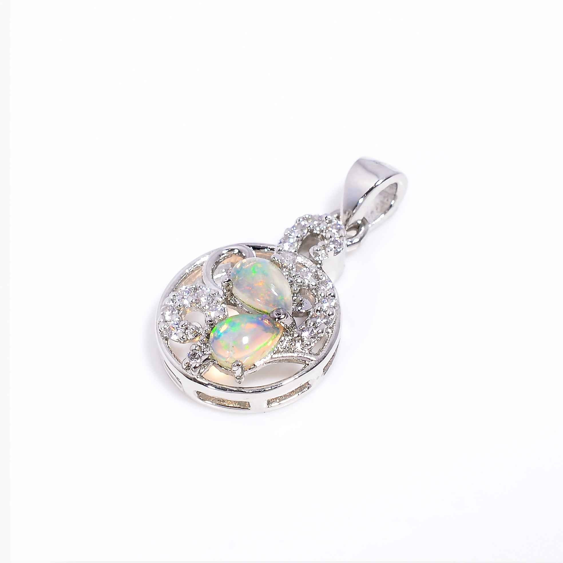 Opal Pendant 6x4mm Pear Cabochon 925 Silver Aurora Collection Celestial Inspired Fashion Accessory