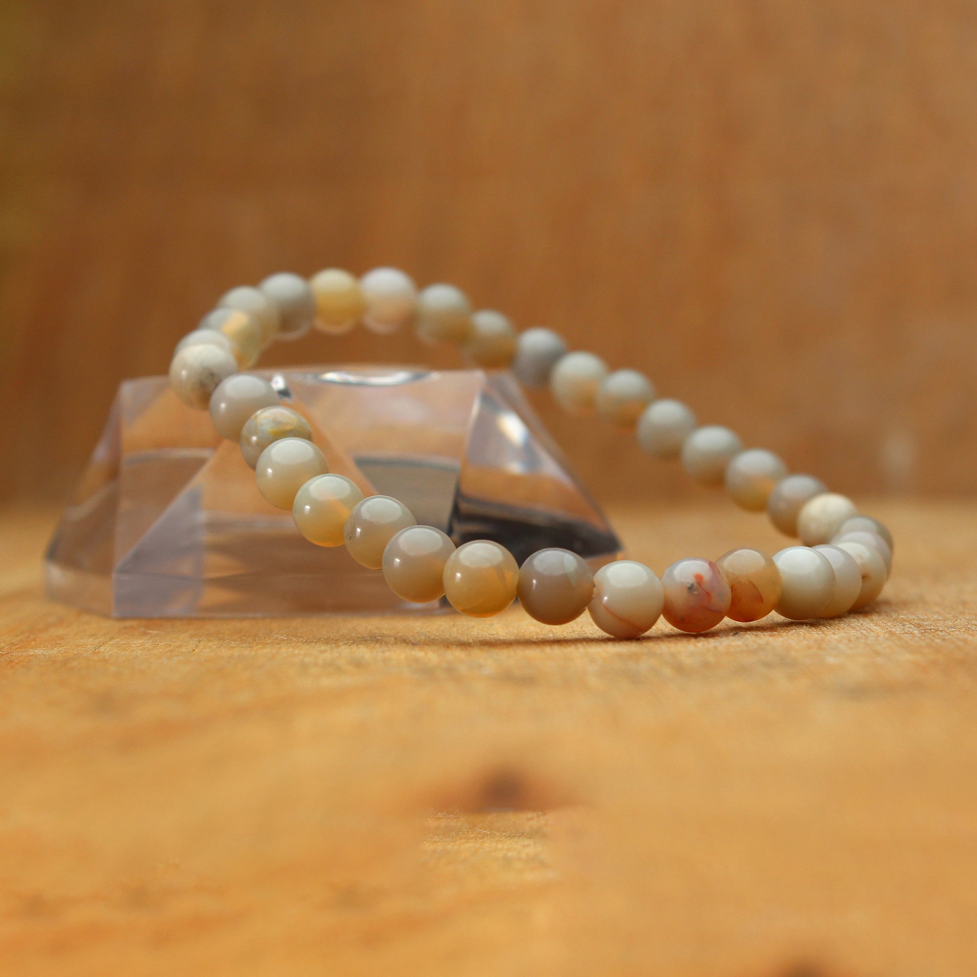 Dainty Australian Opal Bracelet Polished Round Beads October Jewelry 39 Ct