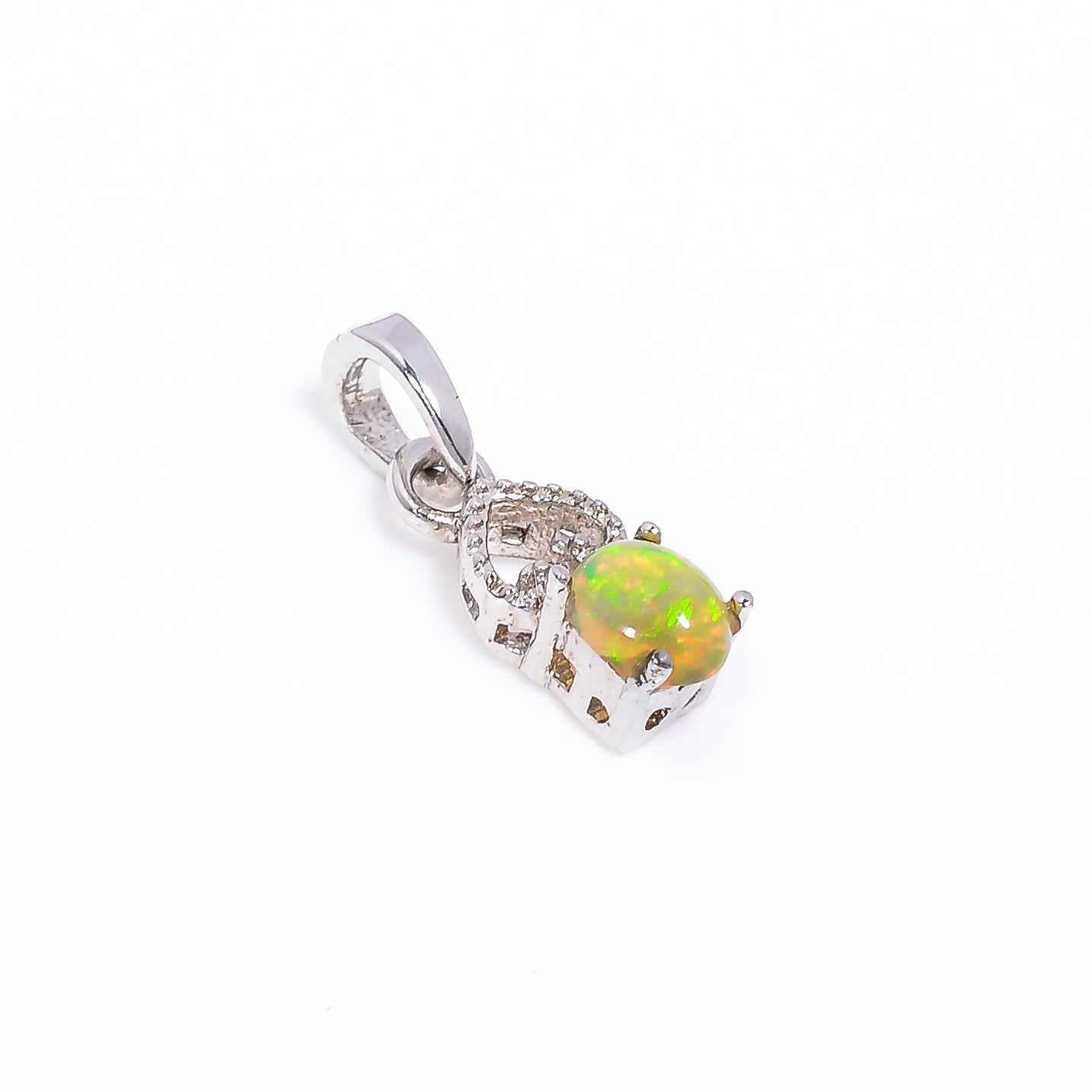 Opal Pendant 4x5mm Oval Cabochon 925 Silver Necklace Simple Everyday Jewelry Gift for Her