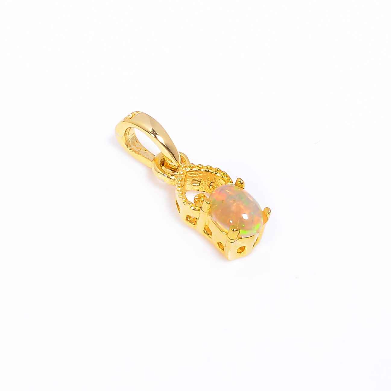 Opal Pendant 4x5mm Oval Cabochon 925 Silver Necklace Simple Everyday Jewelry Gift for Her
