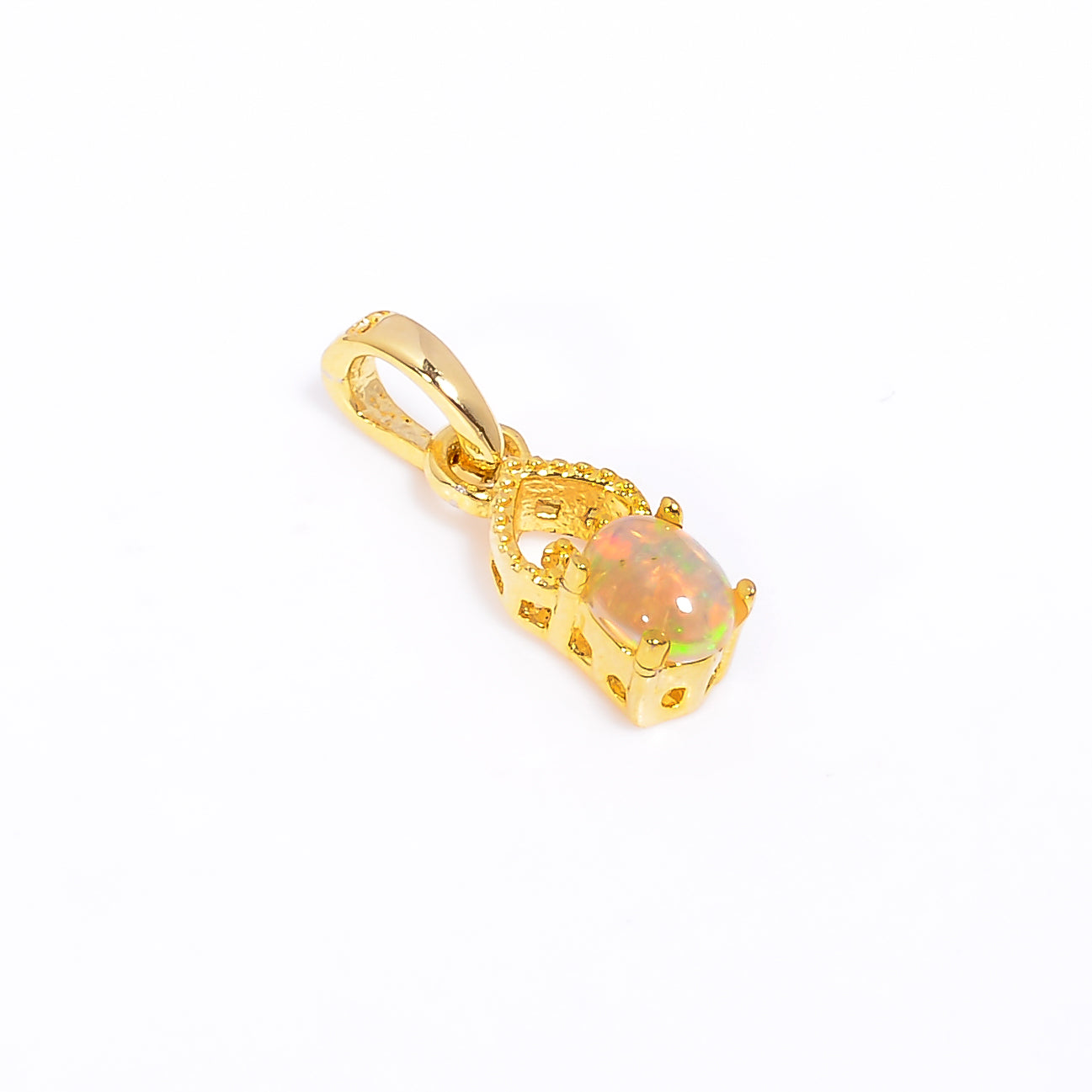 Opal Pendant 4x5mm Oval Cabochon 925 Silver Necklace Simple Everyday Jewelry Gift for Her