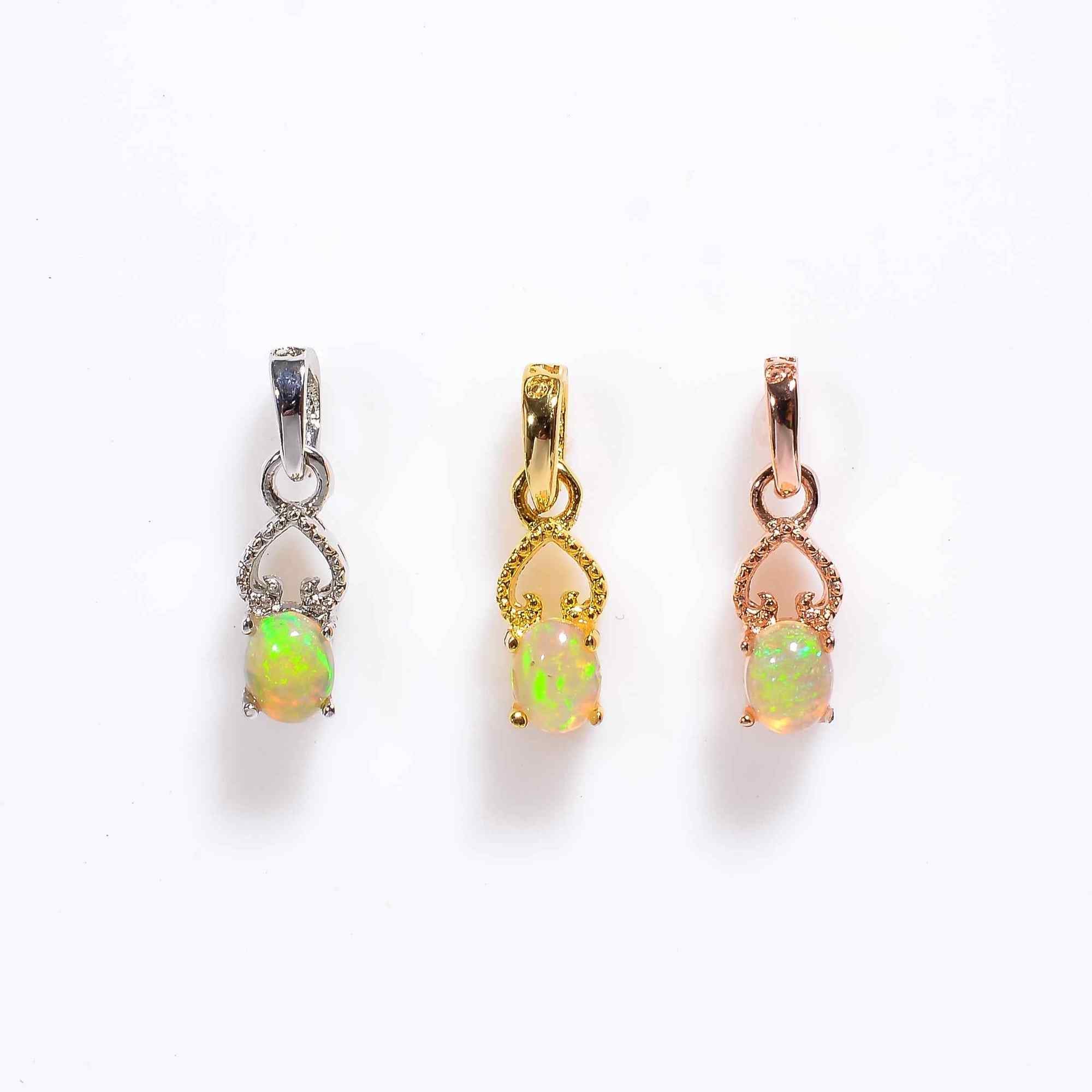 Opal Pendant 4x5mm Oval Cabochon 925 Silver Necklace Simple Everyday Jewelry Gift for Her