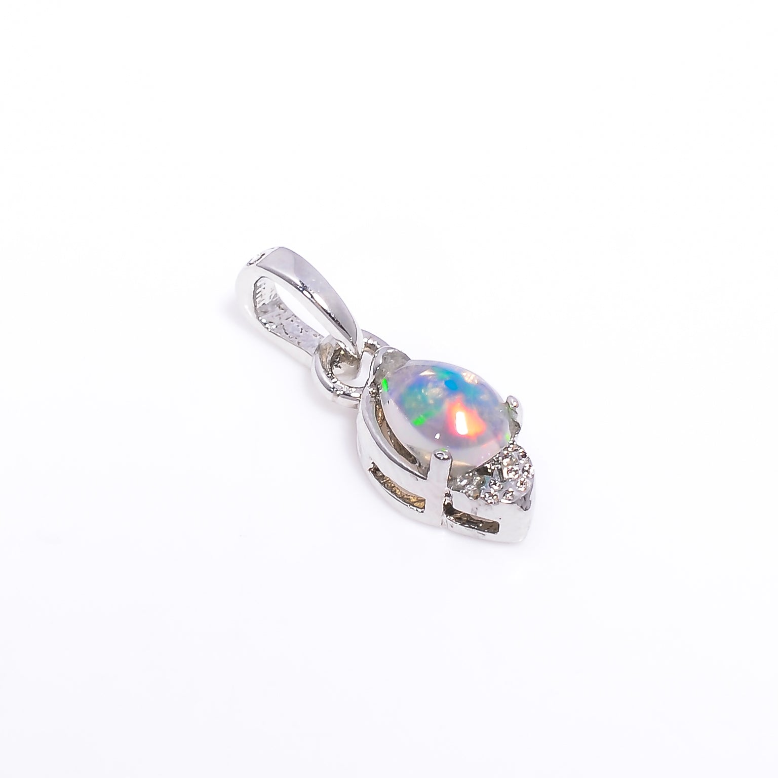 Opal Pendant 4x6mm Pear Cabochon 925 Silver Necklace Everyday Jewelry Simple Gift for Her