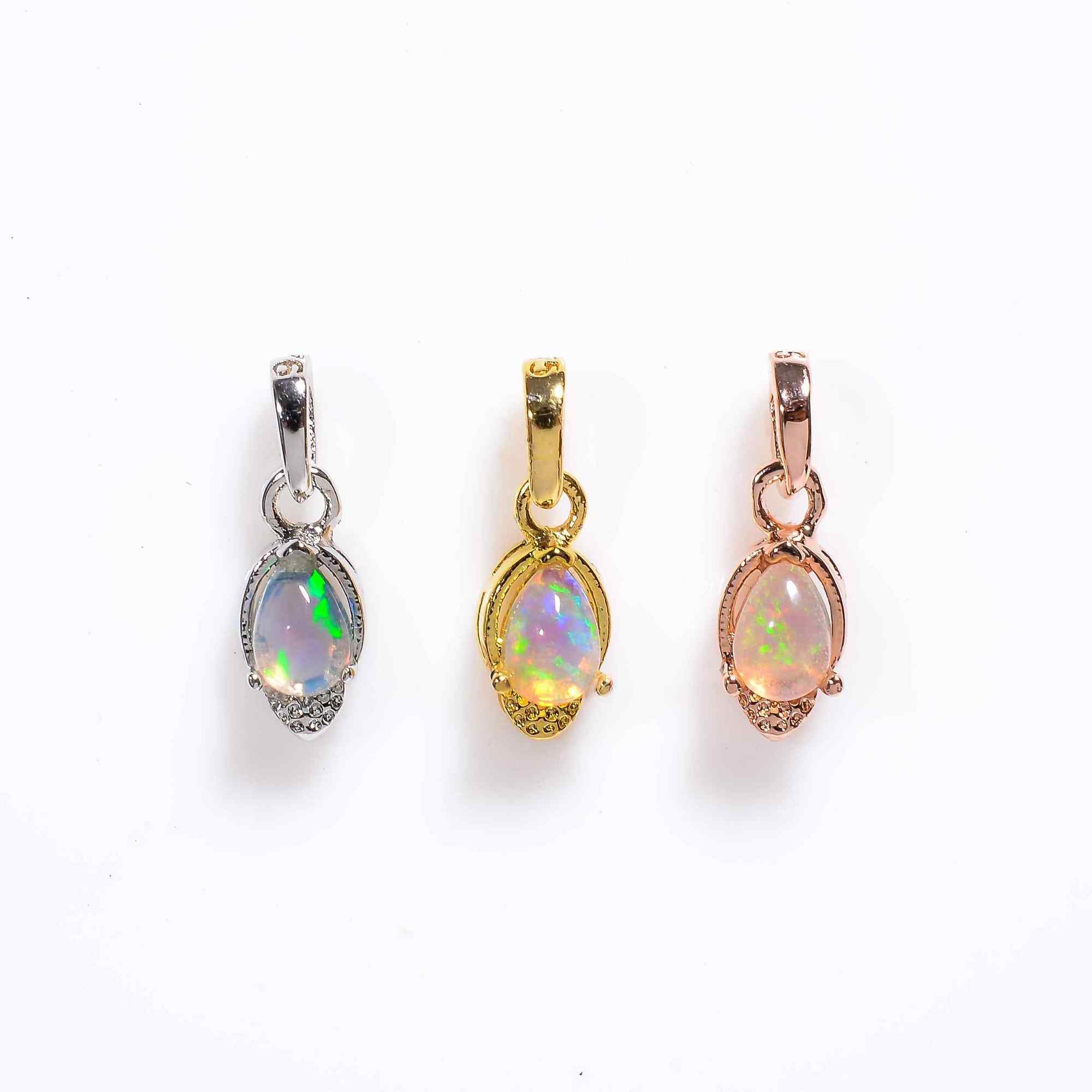 Opal Pendant 4x6mm Pear Cabochon 925 Silver Necklace Everyday Jewelry Simple Gift for Her