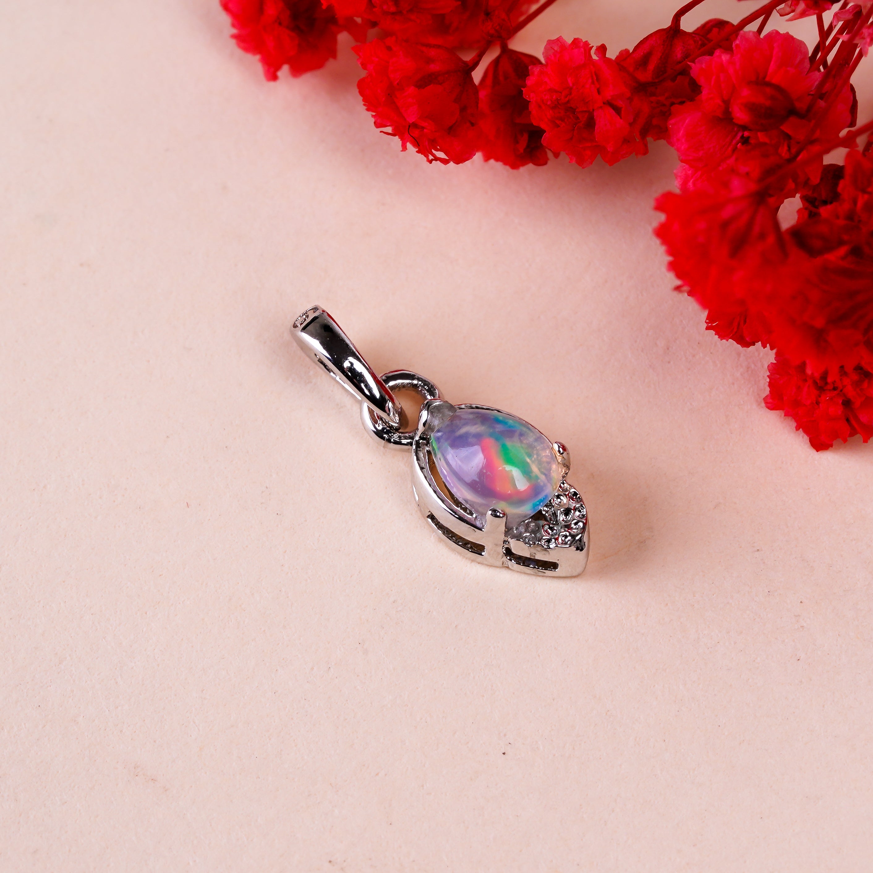 Opal Pendant 4x6mm Pear Cabochon 925 Silver Necklace Everyday Jewelry Simple Gift for Her