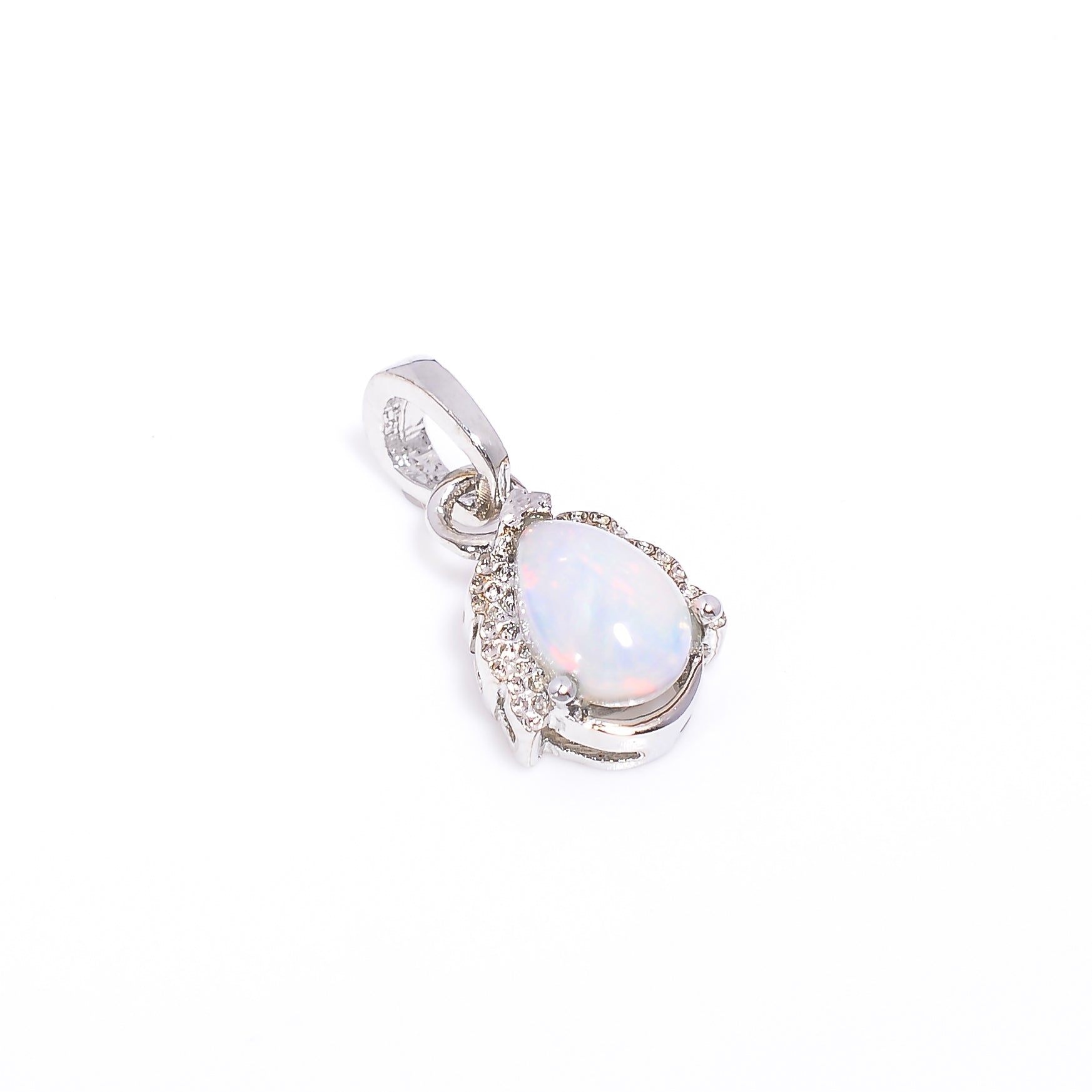 Opal Pendant 5x7mm Pear Cabochon 925 Silver Necklace Classic Jewelry Gift for Women