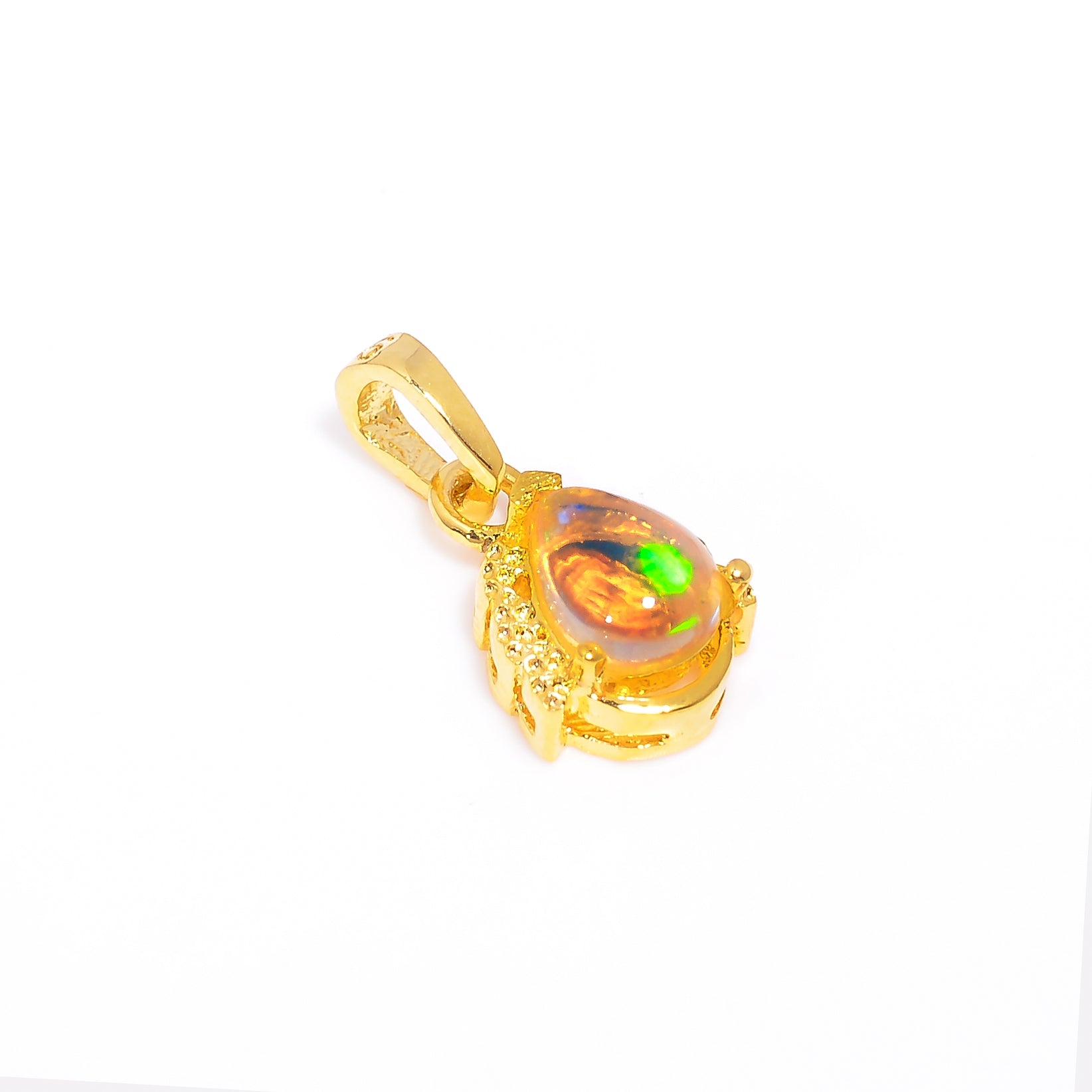 Opal Pendant 5x7mm Pear Cabochon 925 Silver Necklace Classic Jewelry Gift for Women