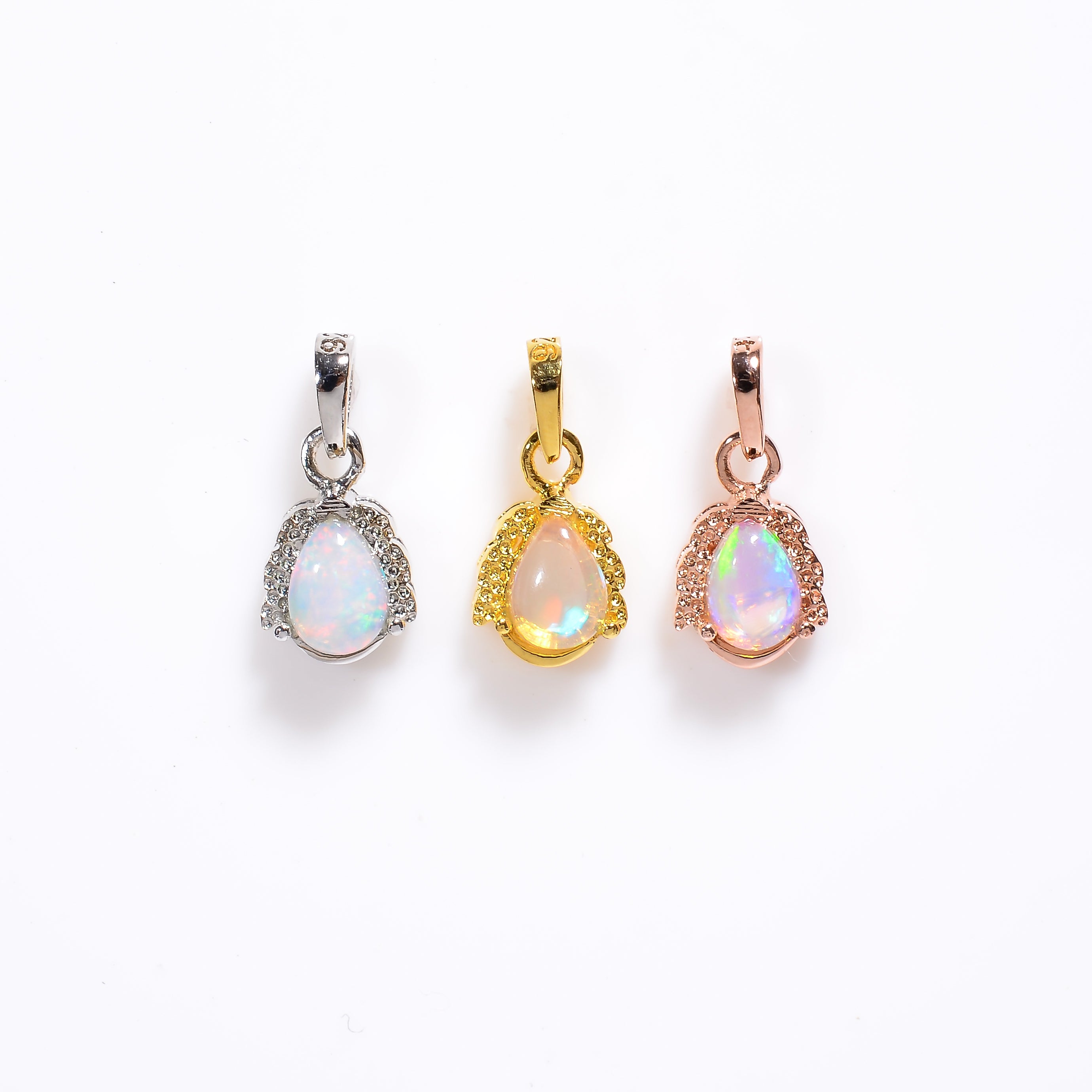 Opal Pendant 5x7mm Pear Cabochon 925 Silver Necklace Classic Jewelry Gift for Women