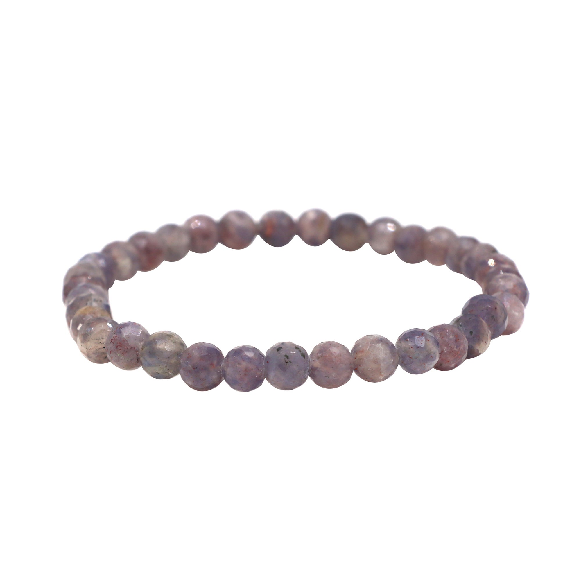 Bloodshot Iolite Faceted Round Bead Bracelet Natural Gemstone Jewelry 46 Ct