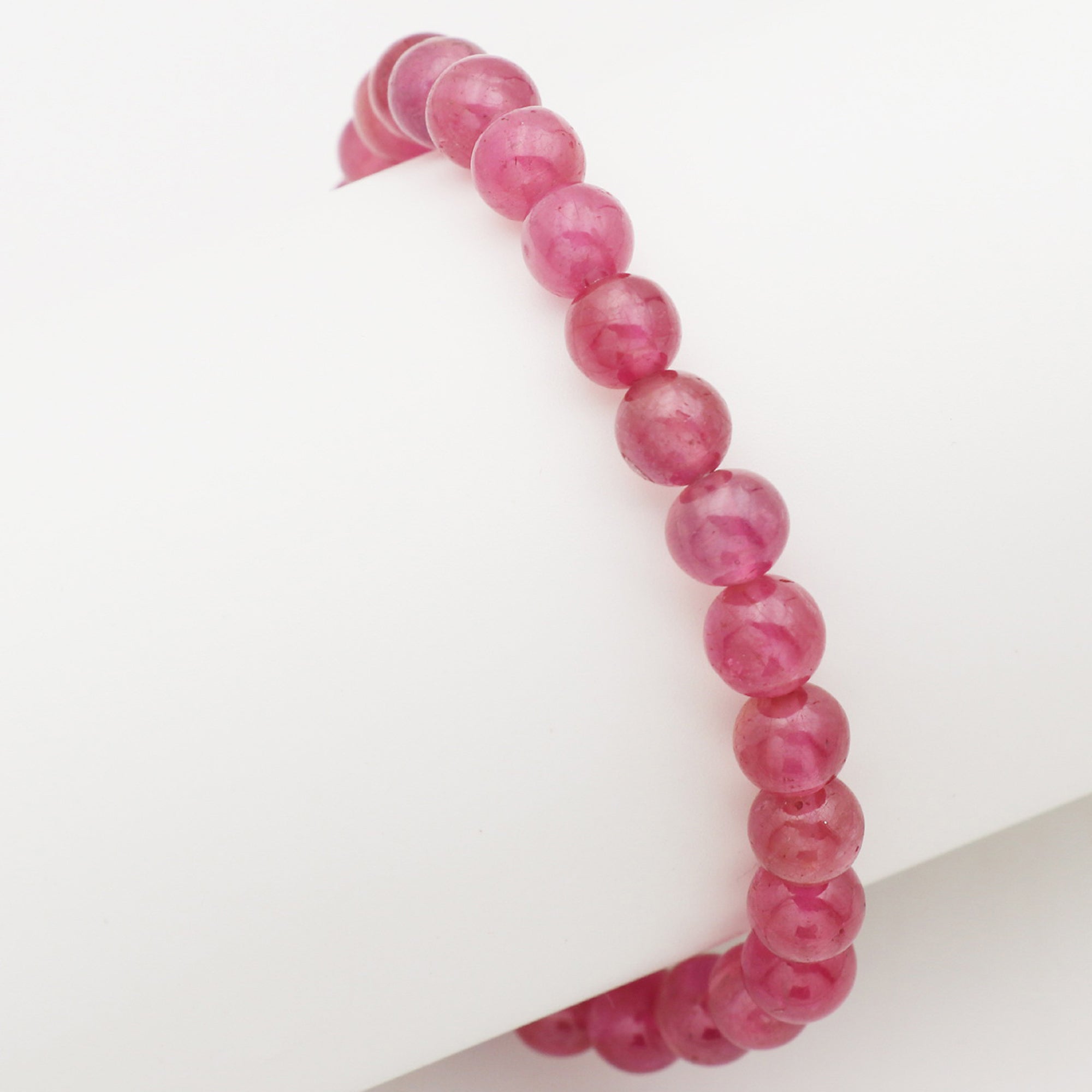 Natural Pink Sapphire Bracelet Round Plain Gemstone Beads Handmade 117 Ct