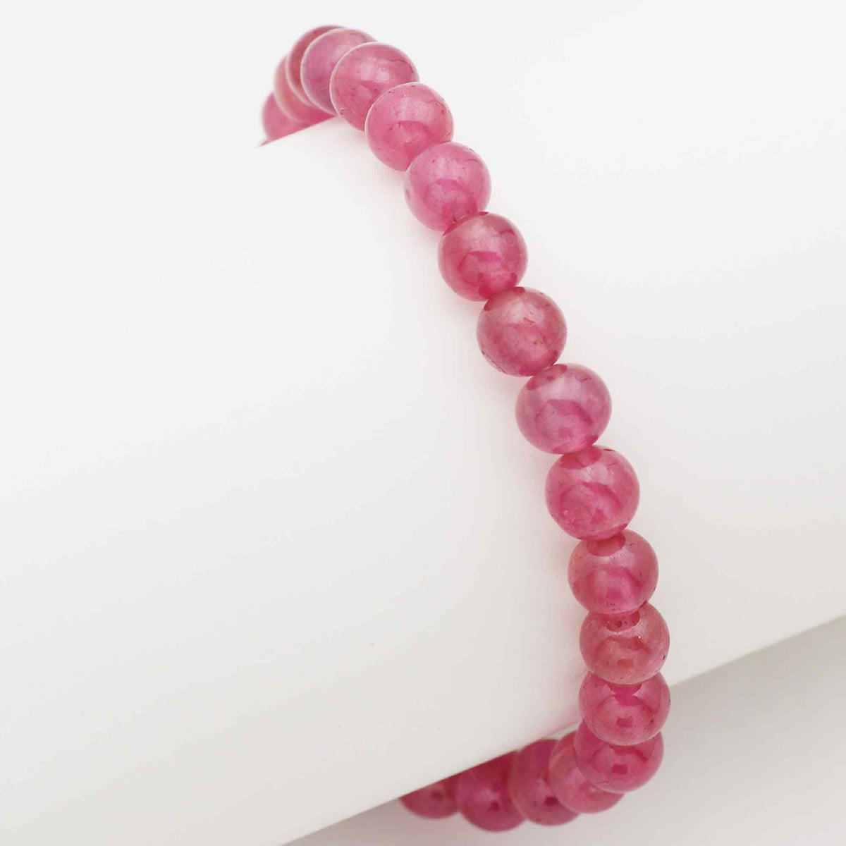 Natural Pink Sapphire Bracelet Round Plain Gemstone Beads Handmade 117 Ct