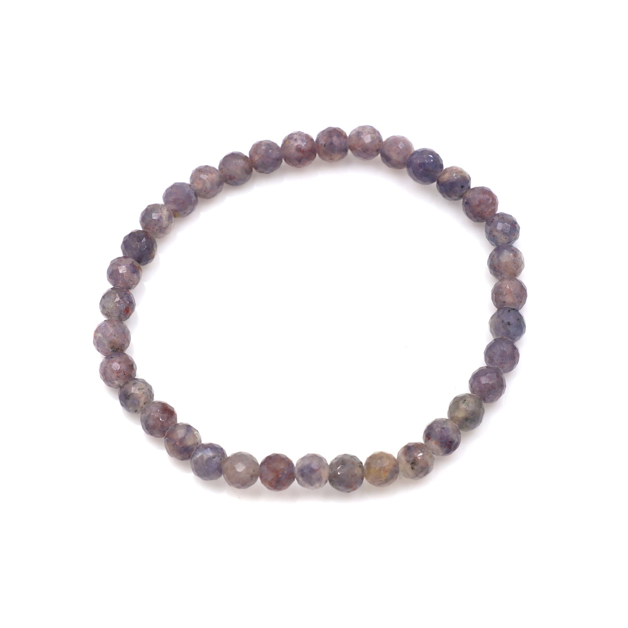 Bloodshot Iolite Faceted Round Bead Bracelet Natural Gemstone Jewelry 46 Ct