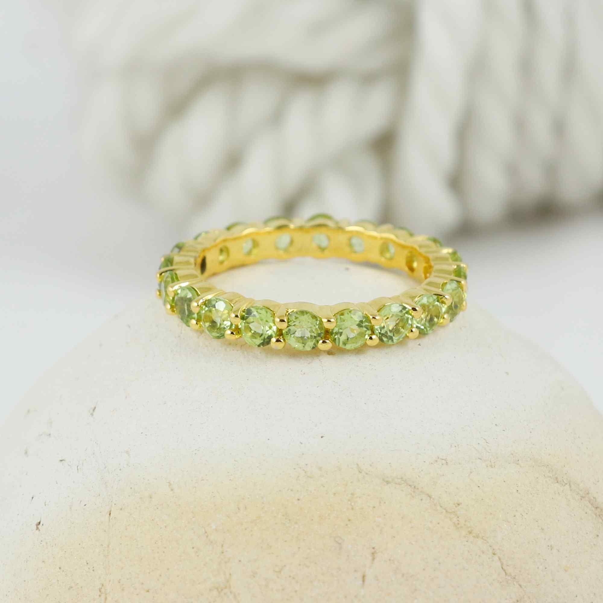 Natural Peridot 3mm Round Cut Ring 925 Sterling Silver Handmade Green Gemstone Solitaire Ring
